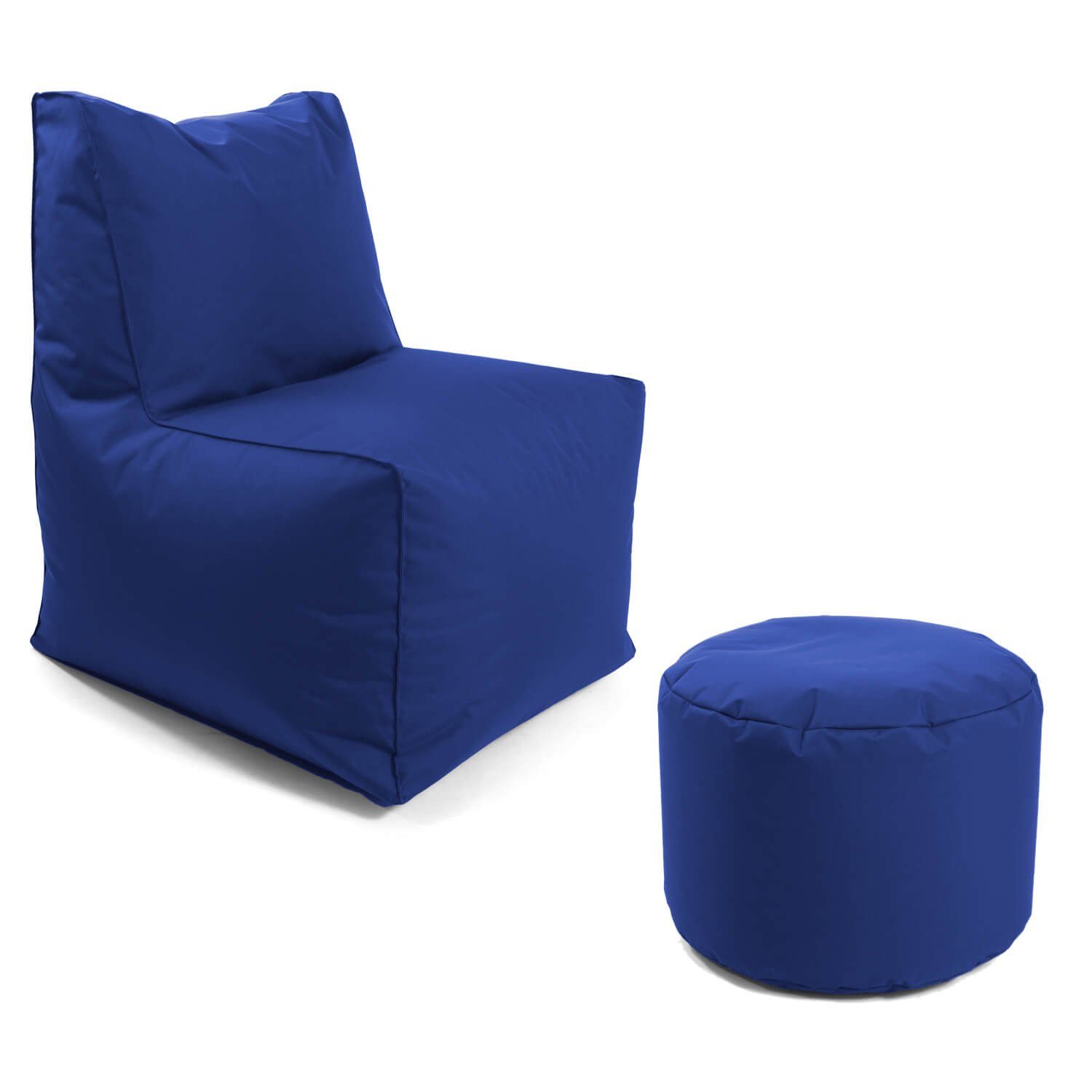 mokebo Sitzsack Der Ruhepol (mit Hocker), Indoor & Outdoor Sessel mit Pouf, Bean Bag & Relaxsessel in Blau