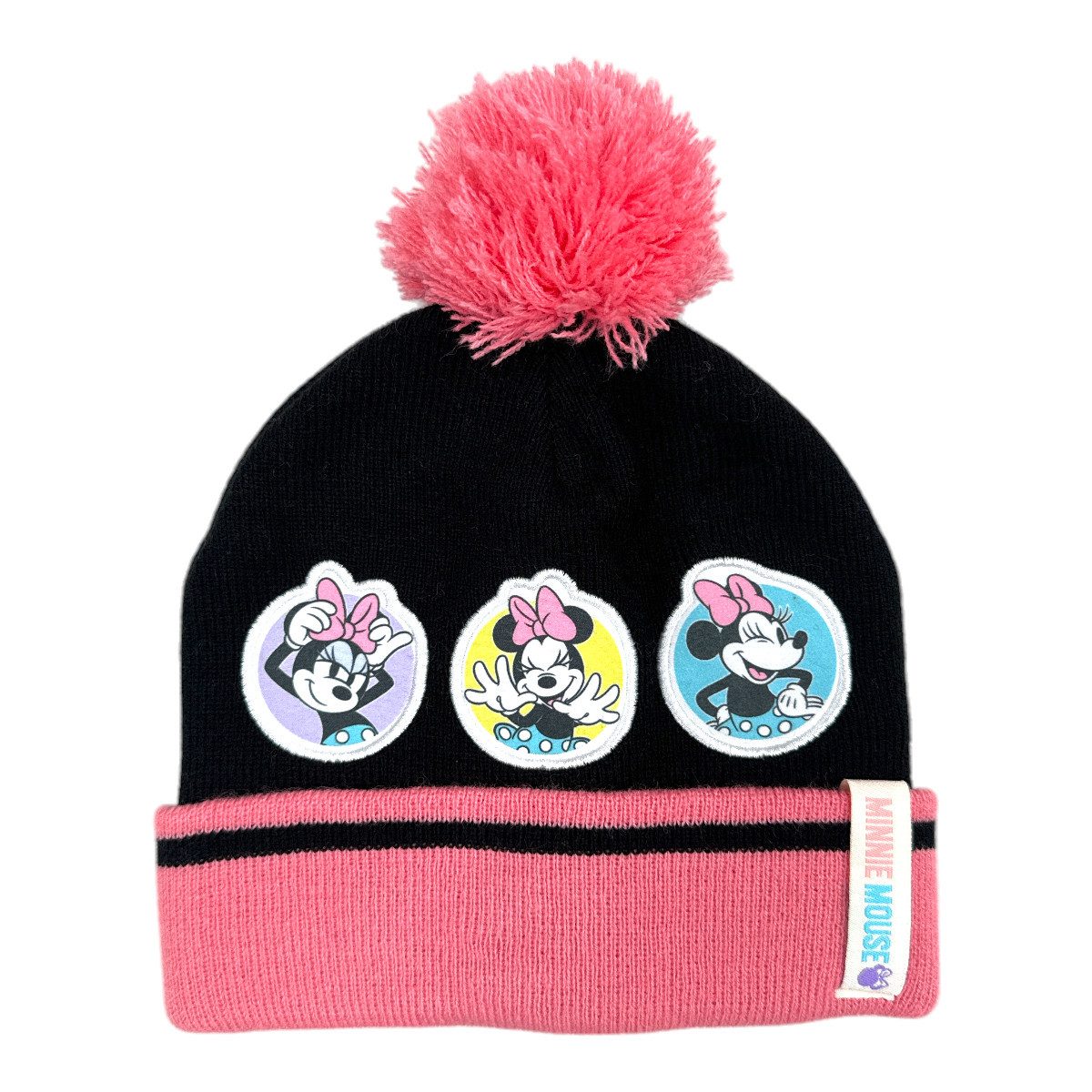 Disney Bommelmütze Disney Minnie Maus Kinder Winter Bommel Mütze plus Handschuhe Gr. 54