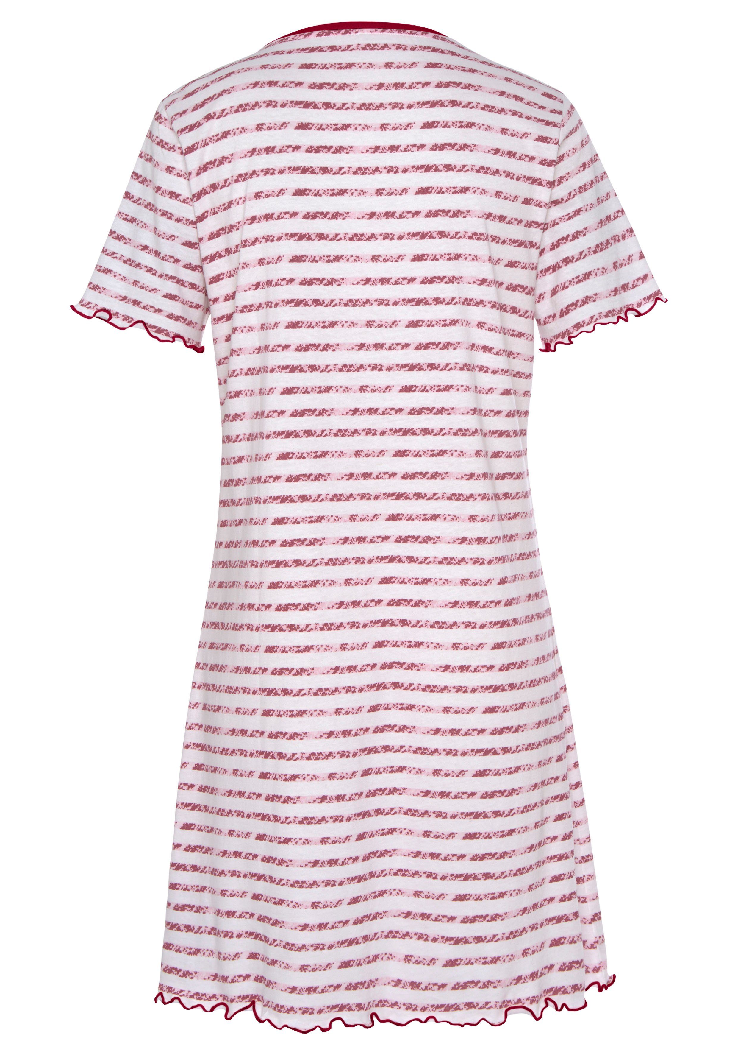 Vivance mit Sleepshirt Kräuselsaum pink-rot-gestreift Dreams