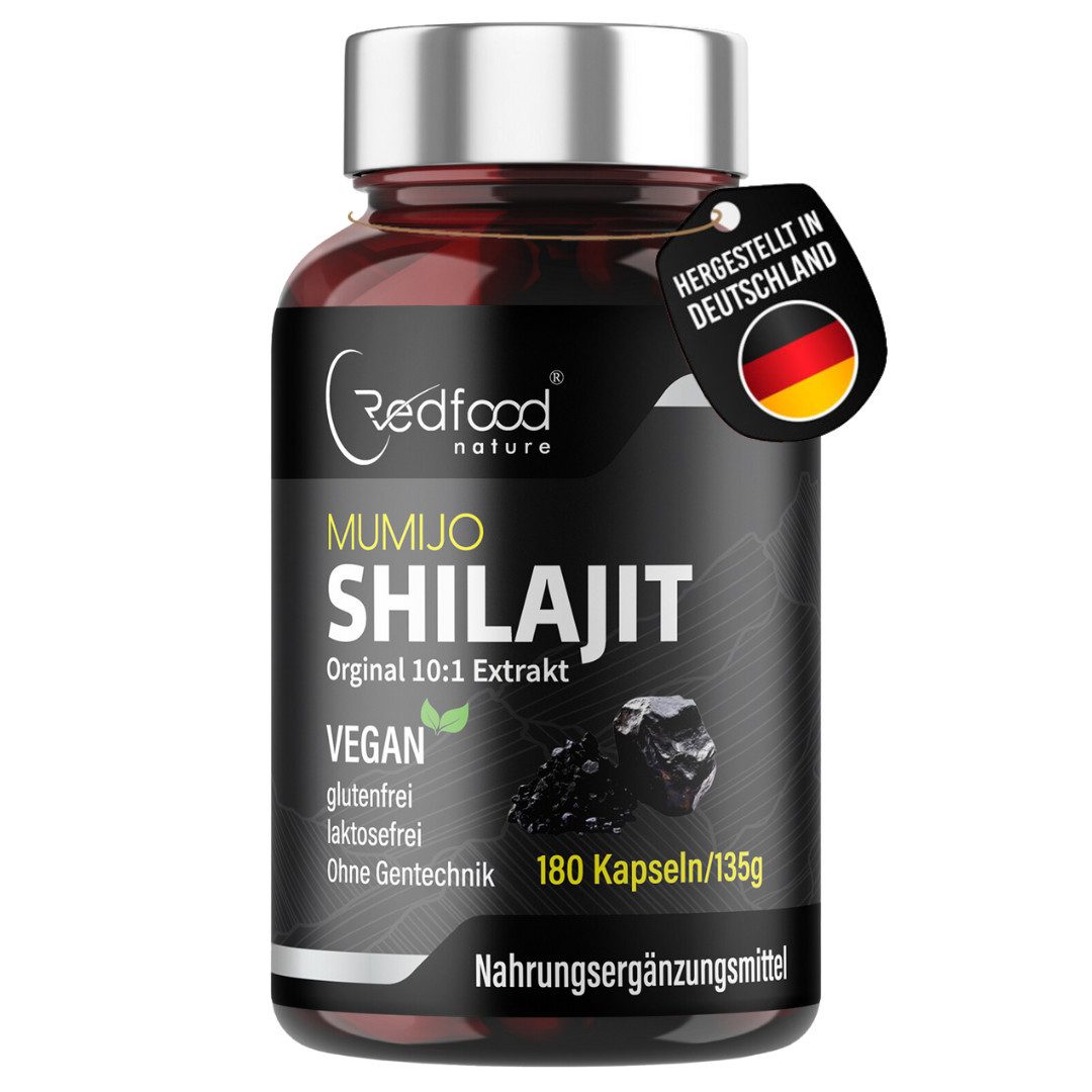 Redfood Mumijo Shilajit Kapseln - Original aus dem Himalaya, 80% Fulvinsäure Kapseln, 1 er 180 St., 135 g