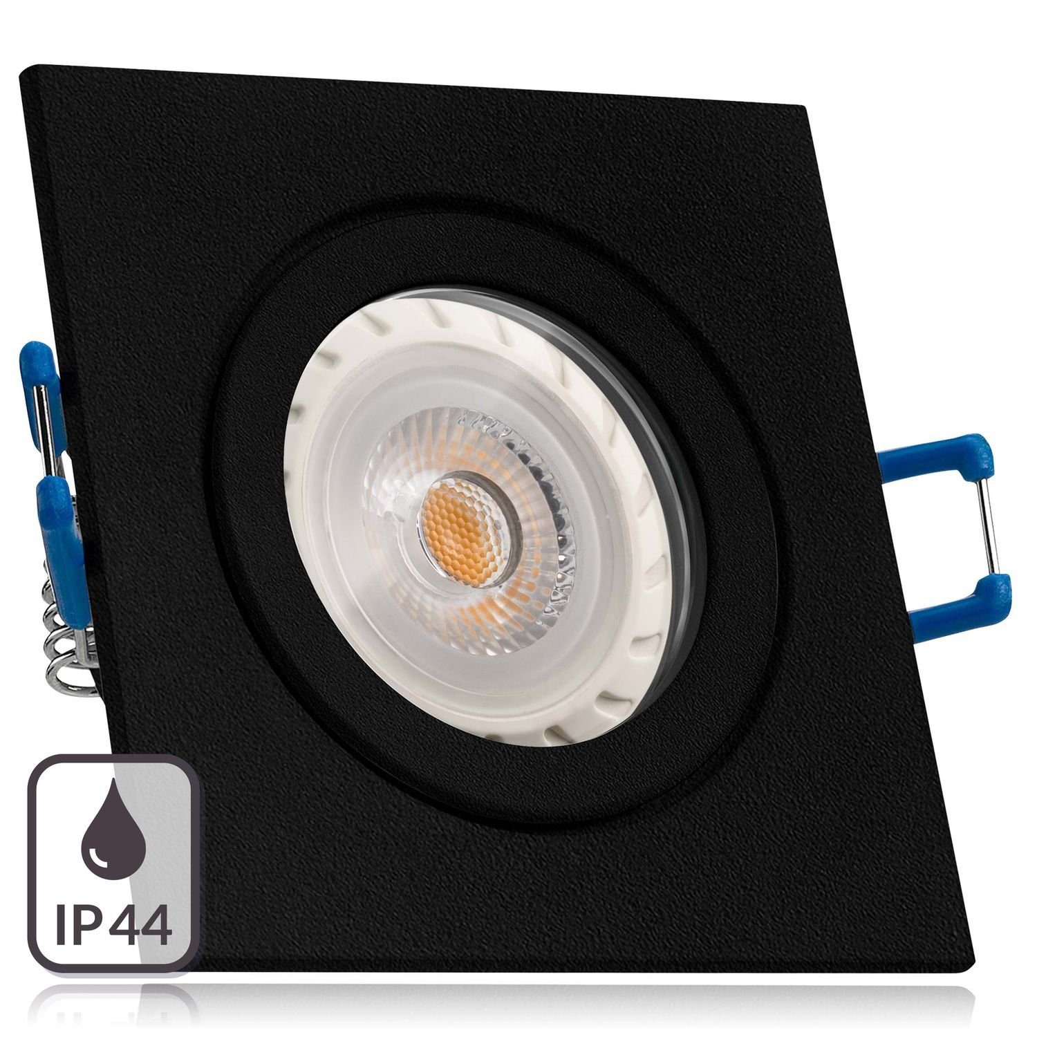 LEDANDO LED Einbaustrahler IP44 LED Einbaustrahler Set GU10 in schwarz mit 7W LED von LEDANDO - 3