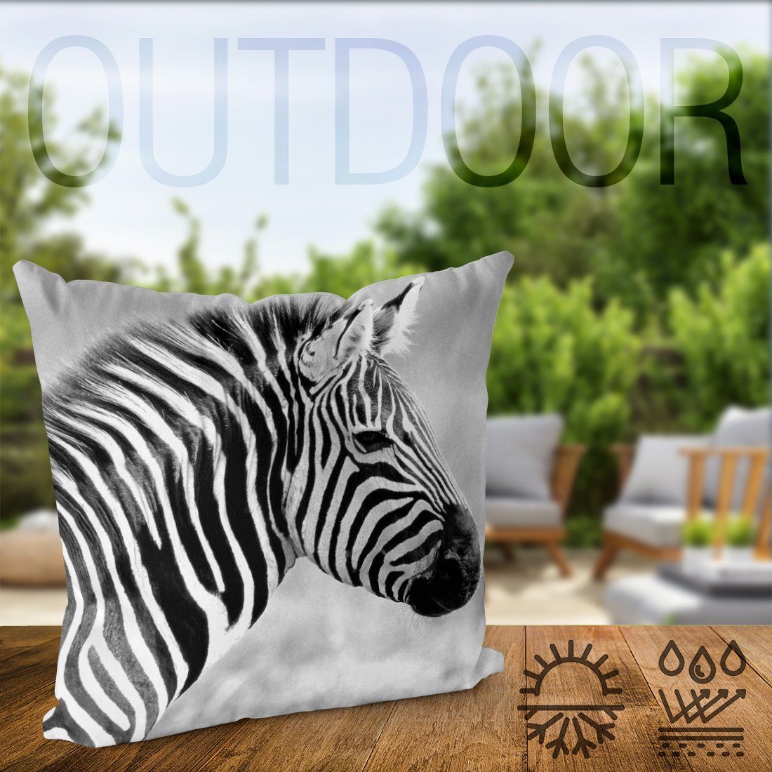 Zebra Outdoor Sofa-Kissen Kissenbezug, pferd Zebrakopf fell VOID, savanne Indoor