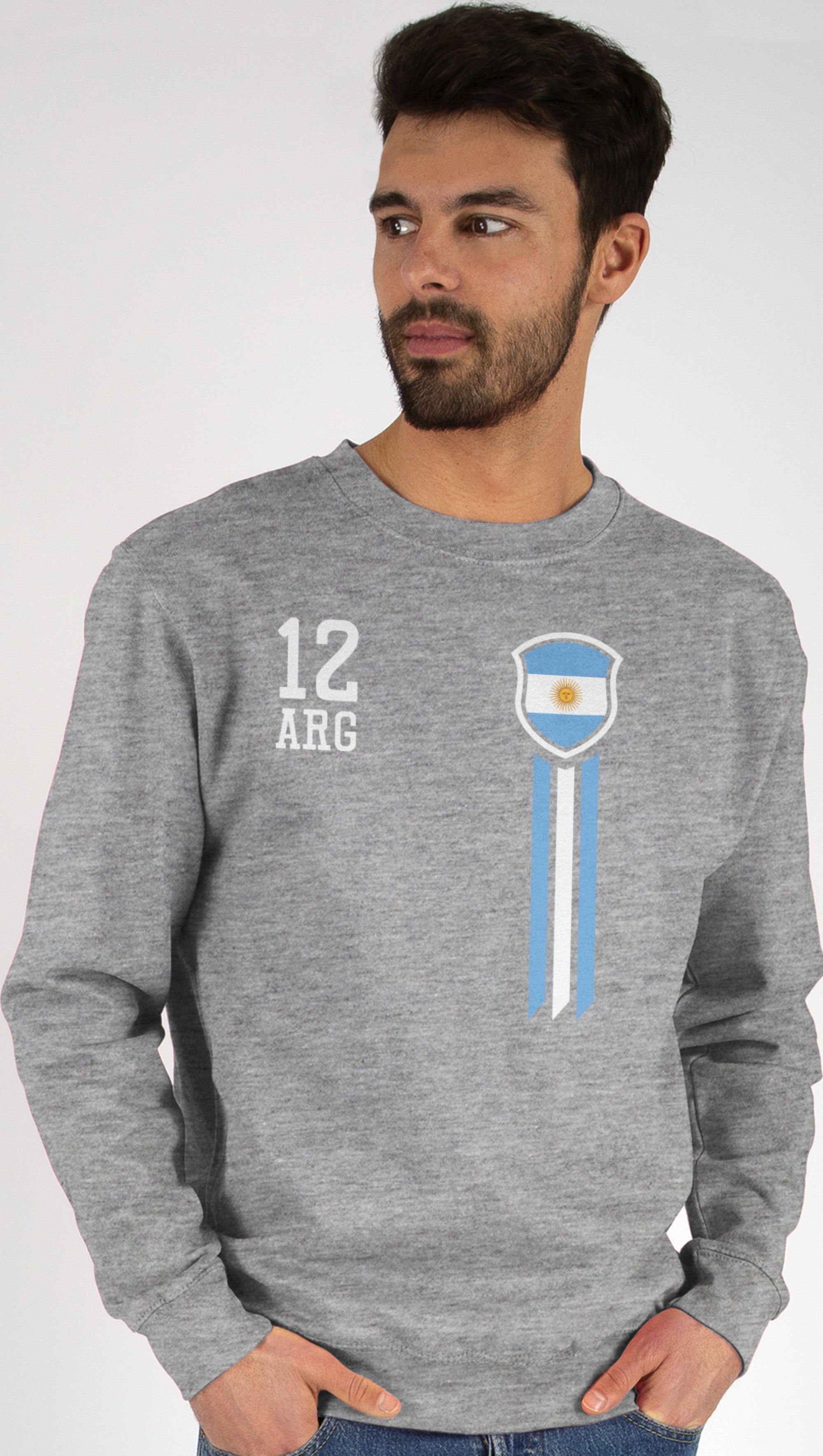 Shirtracer Sweatshirt 12. Mann Argentinien Fanshirt (1-tlg) Fussball EM 2024 2 Grau meliert