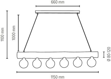 SPOT Light Pendelleuchte TRABO SIMPLE, Leuchtmittel wechselbar, Hängeleuchte, Holzbalken aus massivem Kiefernholz Ø 8-12 cm