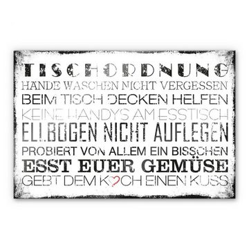 K&L Wall Art Gemälde Wandschutz Bild Glas Spritzschutz Herd Schriftzug Vintage Tischordnung, Küchenrückwand montagefertig