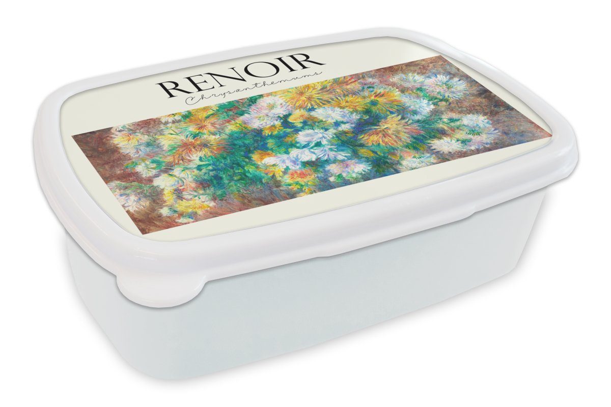 (2-tlg), Lunchbox Erwachsene, Brotdose, - MuchoWow Gemälde Kinder Mädchen und für Renoir Kunststoff, Brotbox für - und Jungs weiß Blumenstrauß,