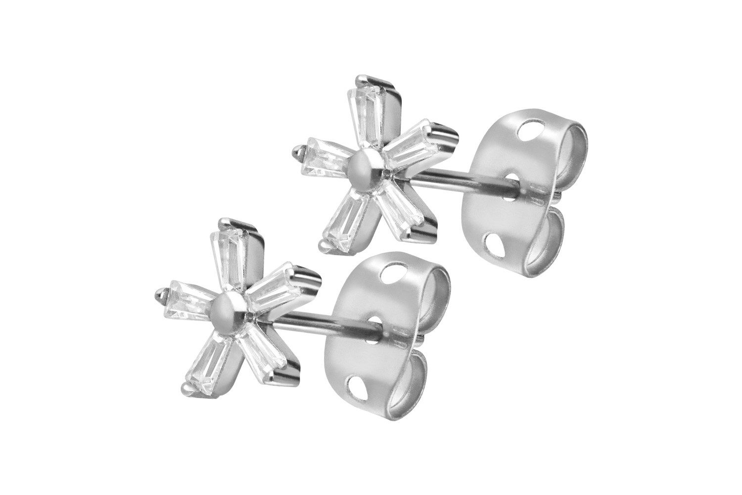 FILANGO Paar Ohrstecker Titan Ohrstecker KRISTALLBLUME (Ohrstecker, 1-tlg)