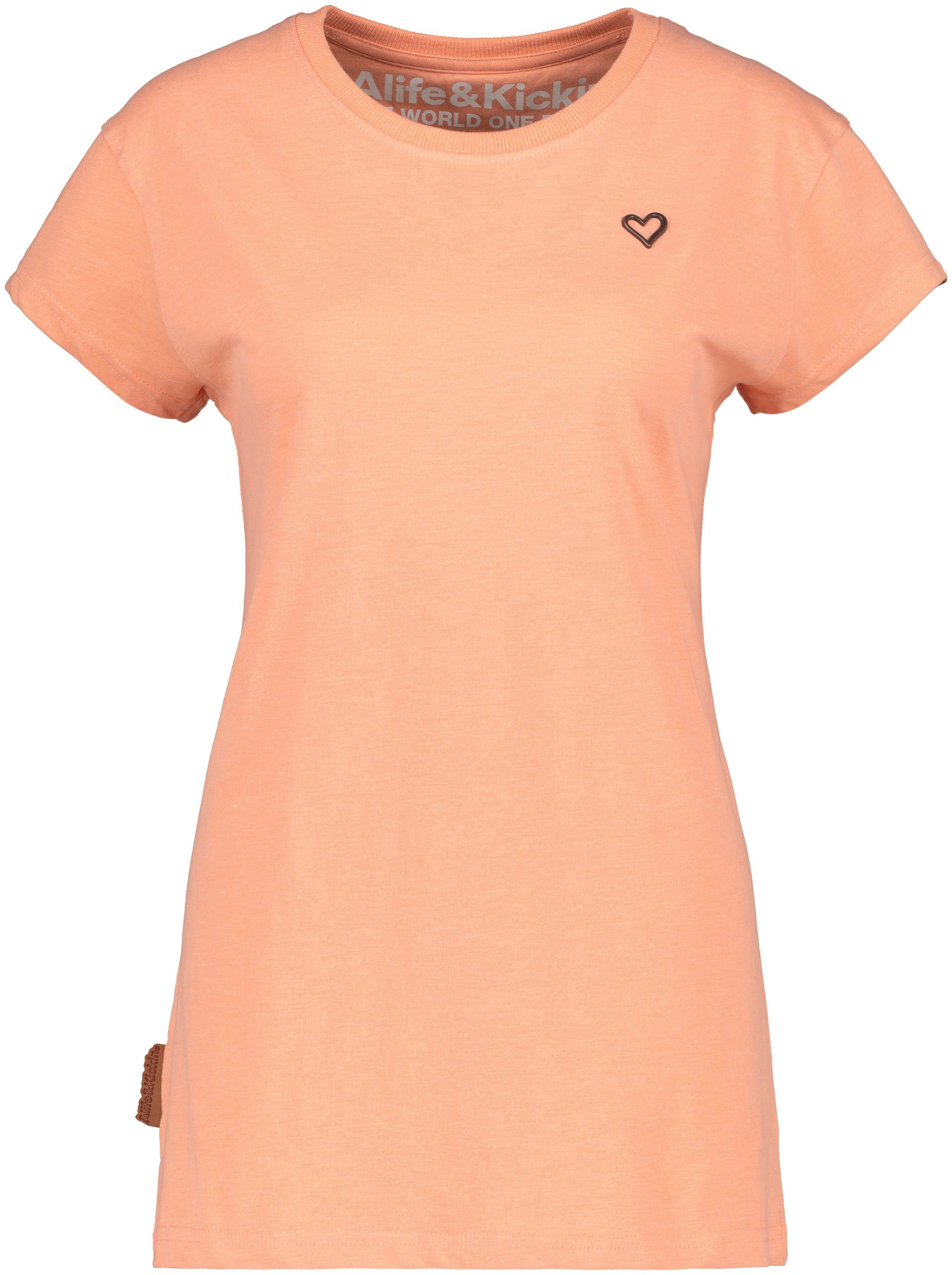 sportives Alife T-Shirt Kickin peach schönen & Longshirt Uni-Farben MaxiAK A in