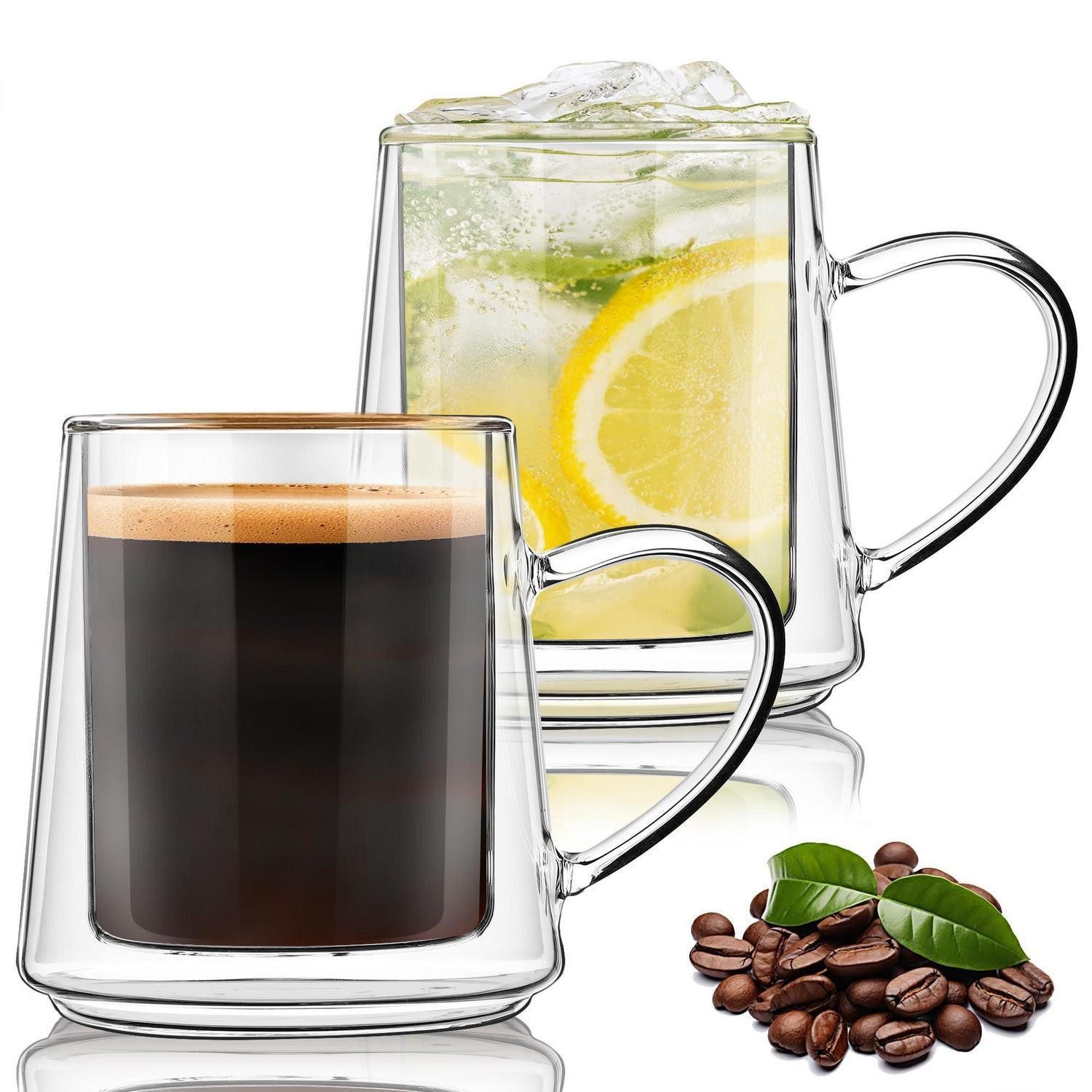 LuxusKollektion Teeglas Teegläser mit Henkel 2er Set 320ml Borosilikatglas, 2-tlg., Glas