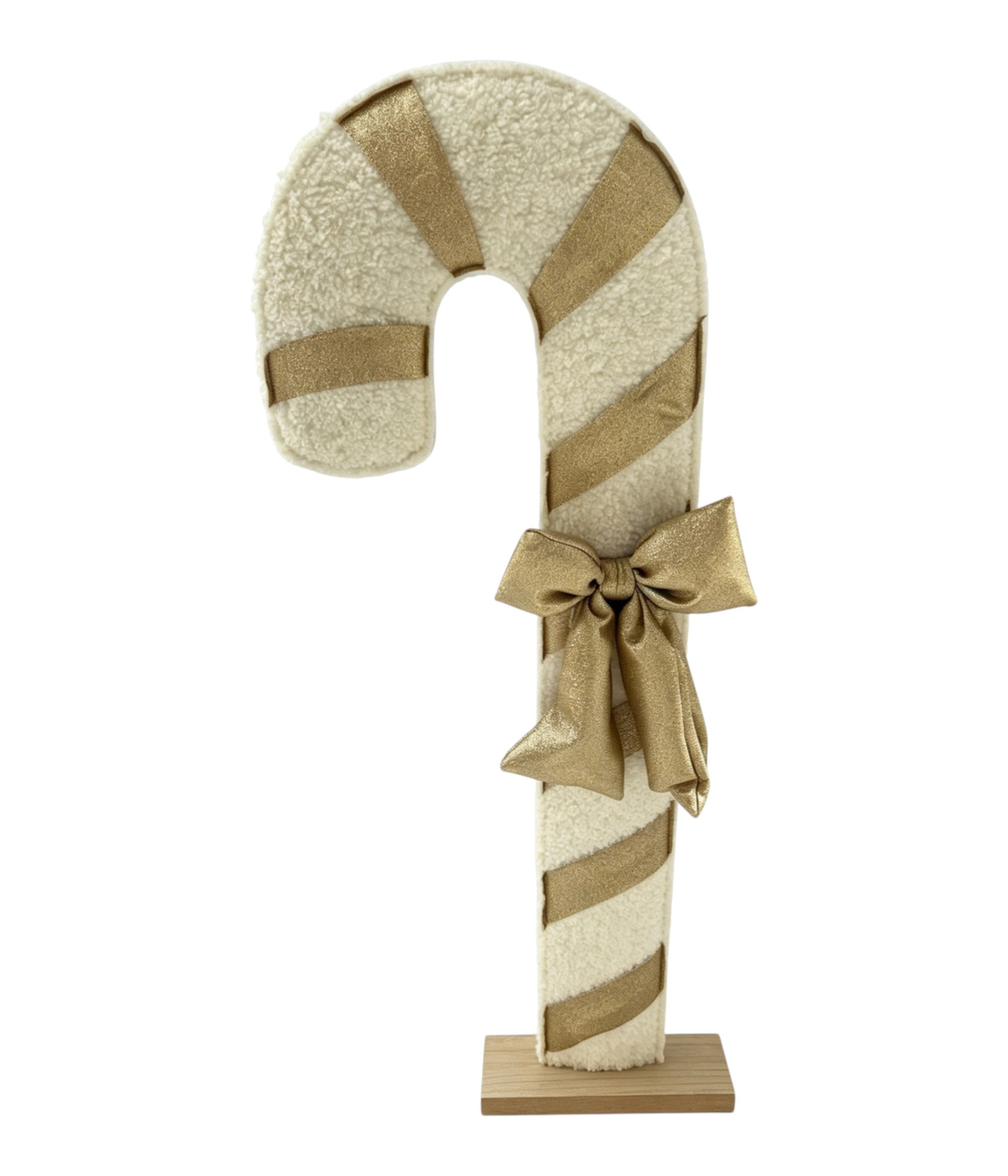 Dehner Weihnachtsfigur Deko-Aufsteller Zuckerstange, 36 x 93 x 8 cm, weiß / gold, weihnachtliche Dekoration für festliche Akzente