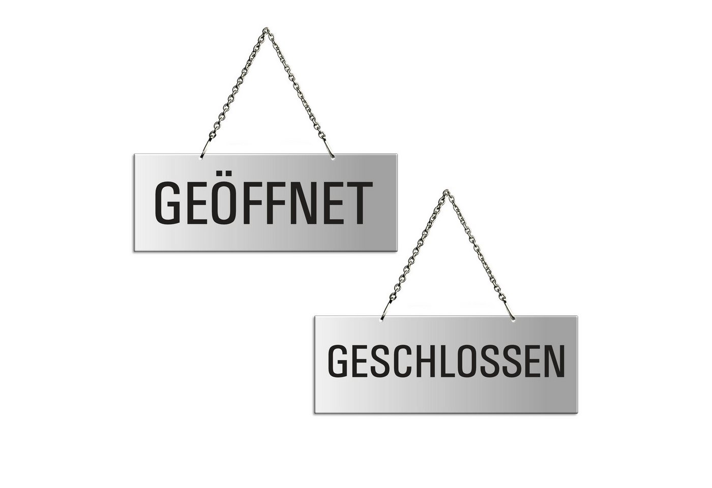 OFFORM DESIGN Hinweisschild Geöffnet Geschlossen 175x65 mm Aluminium Silber-matt eloxiert
