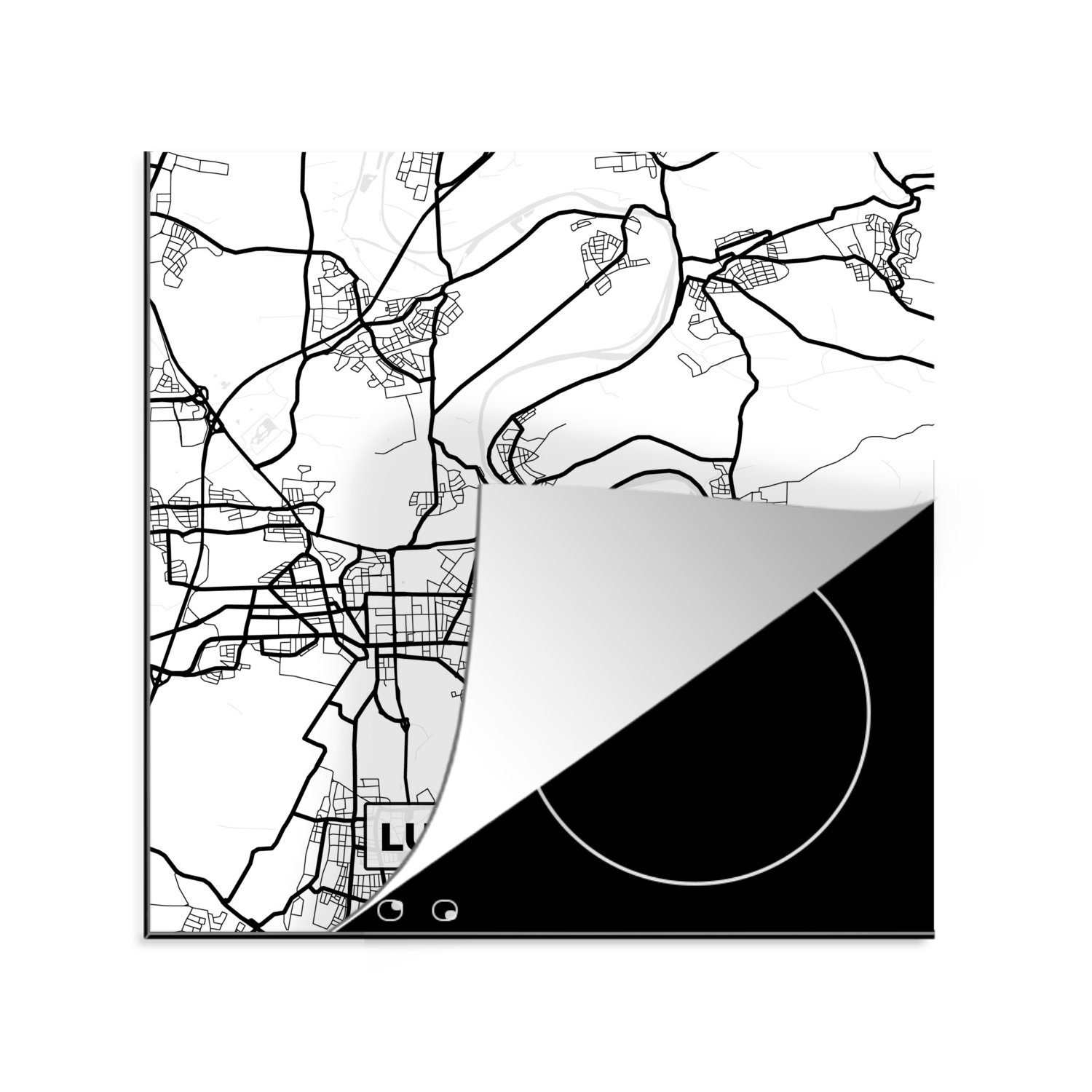 MuchoWow Herdblende-/Abdeckplatte für Ceranfeldabdeckung, Vinyl, Arbeitsplatte Ludwigsburg tlg), cm, küche Karte, - (1 78x78 Stadtplan 
