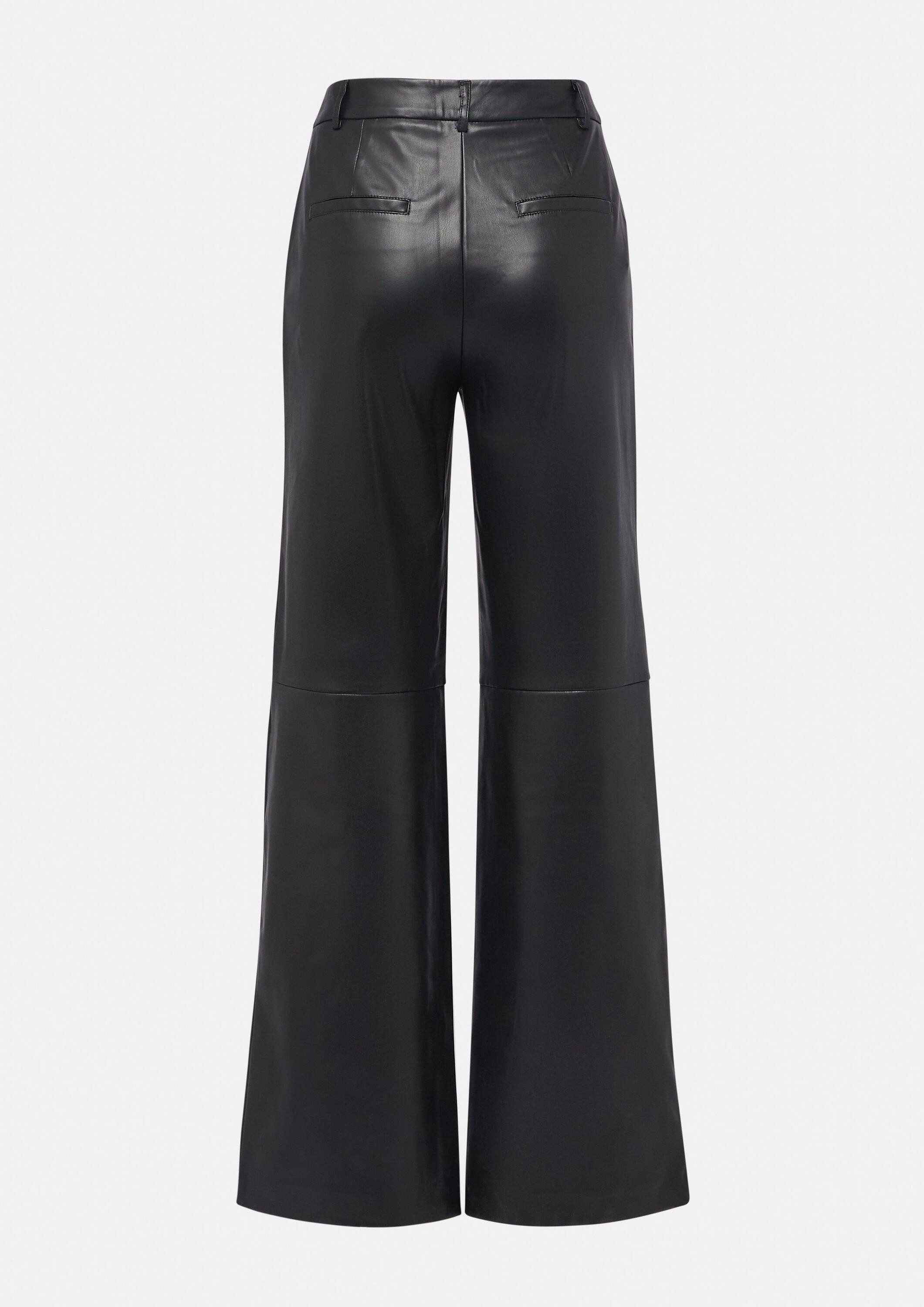 comma Chinos Hose Wide-Leg-Hose aus Kunstleder günstig online kaufen