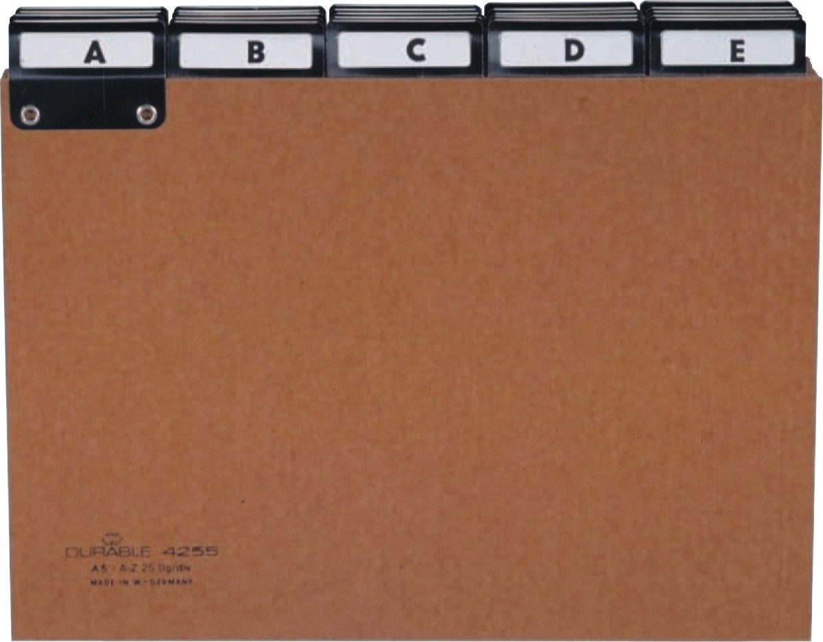 DURABLE Karteikasten Leitregister A5 quer A-Z Pressspan 5/5-Teilung braun