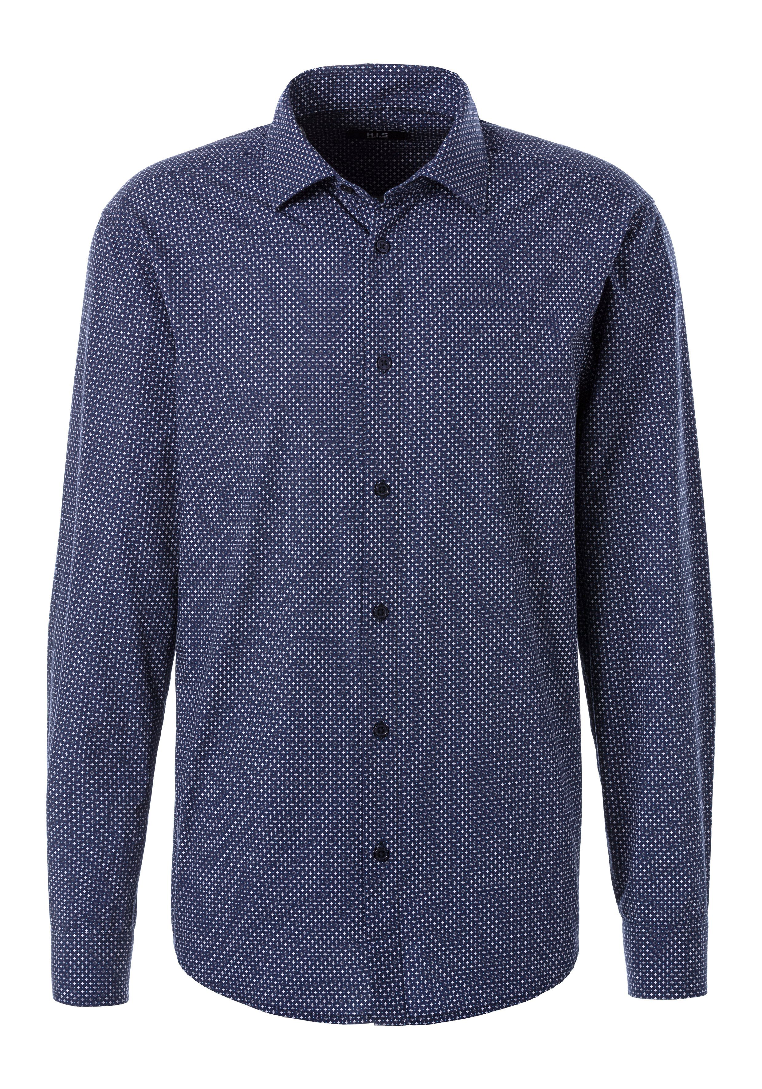 H.I.S Langarmhemd "Regular fit", mit Haifischkragen und allover Print aus r günstig online kaufen