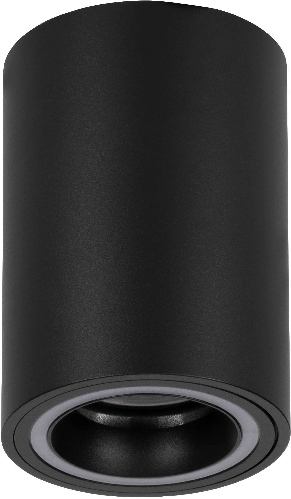 EGLO Aufbauleuchte Carosso-Z Deckenlampe, ZigBee, App und Sprachsteuerung, dimmbar, Metal, CCT - über Fernbedienung, Dimmer, Dimmfunktion, Farbsteuerung, Farbwechsel, Memoryfunktion, RGB, Smart Home, Weckerfunktion, dimmbar über Fernbedienung, mehrere Helligkeitsstufen, LED fest integriert, Aufbauleuchte - H12 x Ø8 cm - schwarz - 1X4,9W inkl.