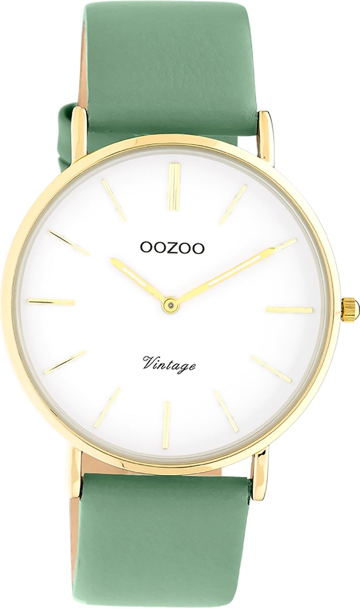 OOZOO Quarzuhr rund, Armbanduhr Lederarmband, Damen Oozoo Vintage (ca. Damenuhr groß Series, 40mm) Fashion-Style