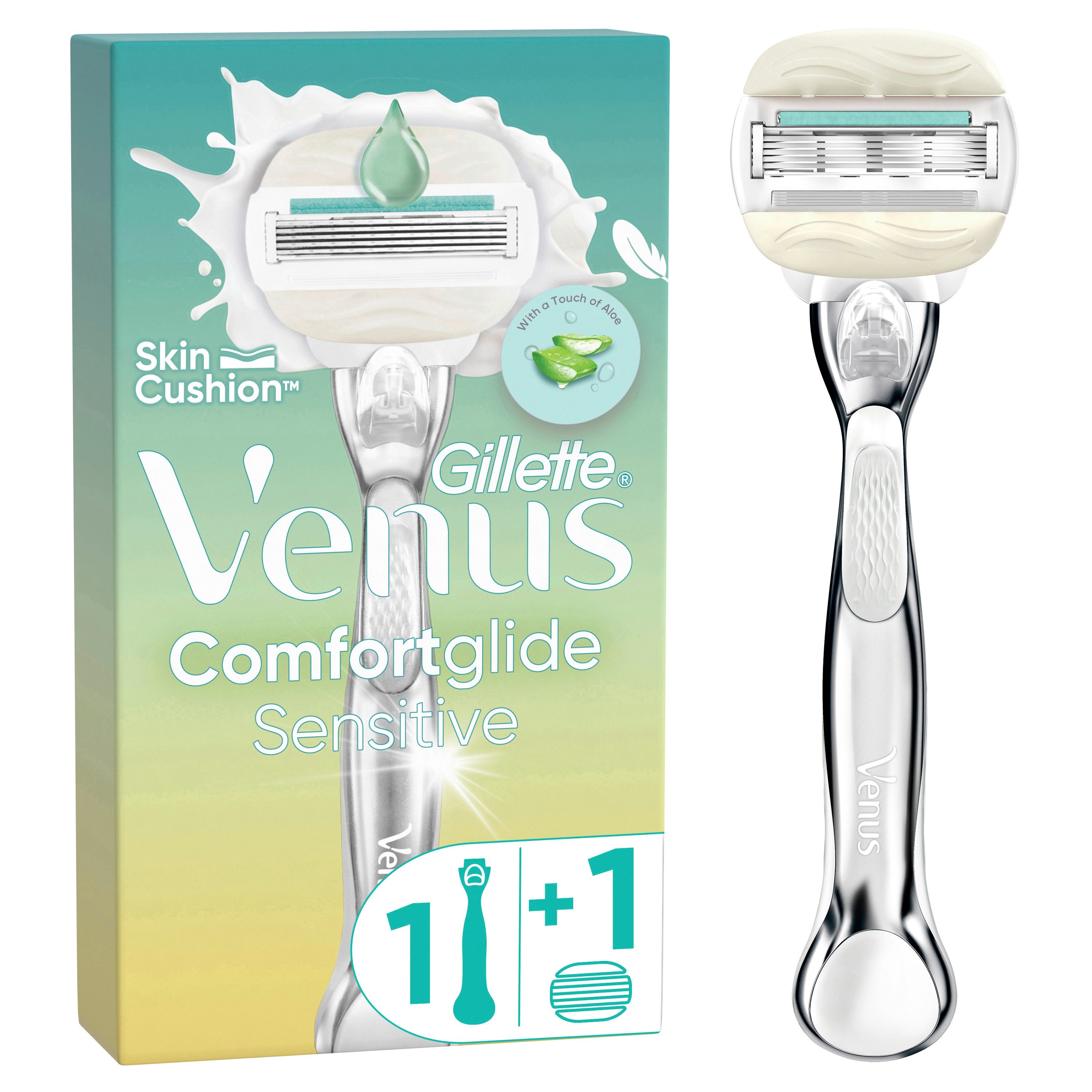 Gillette Venus Nassrasierer Comfortglide Sensitive + 1 Ersatzklinge