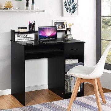 COSTWAY Schreibtisch, mit Ablage, Schublade, Tastaturauszug