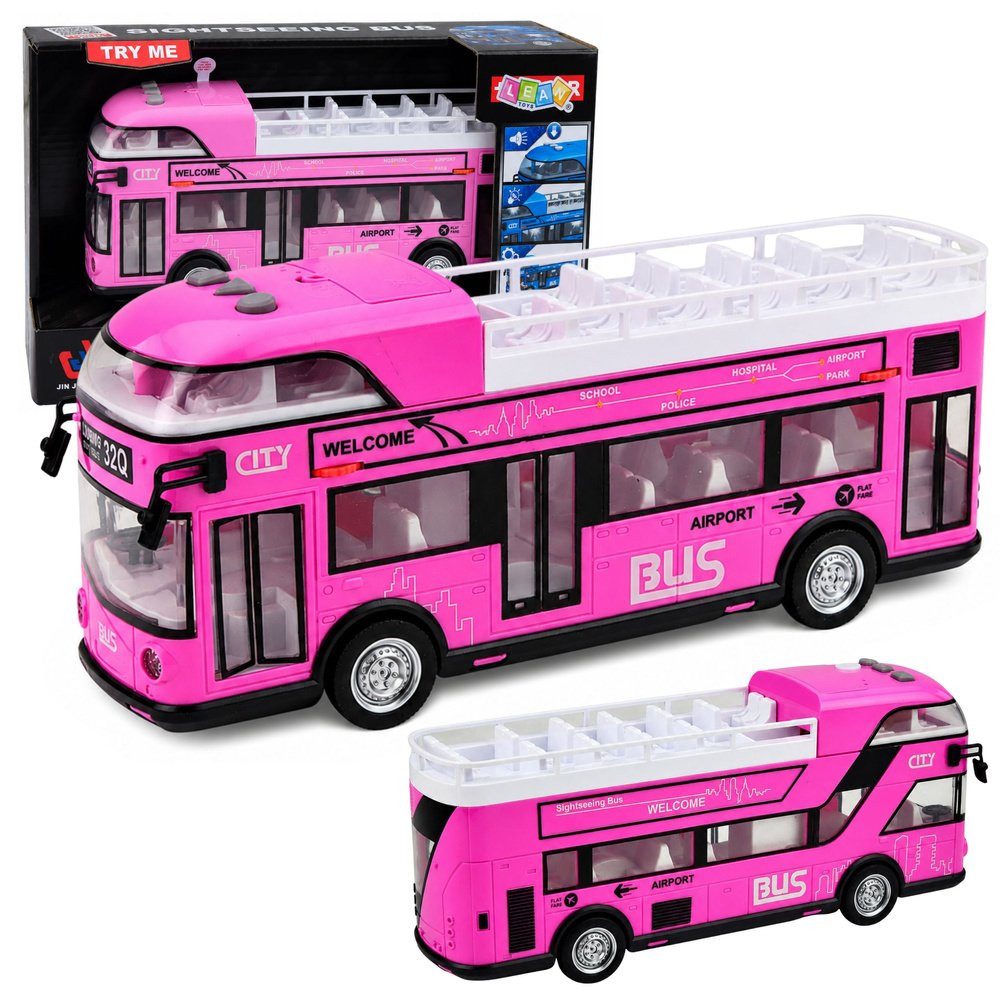 Wisam Lernspielzeug Doppeldecker-Stadtbus, Türen öffnen, Lichter, Geräusche, Rosa