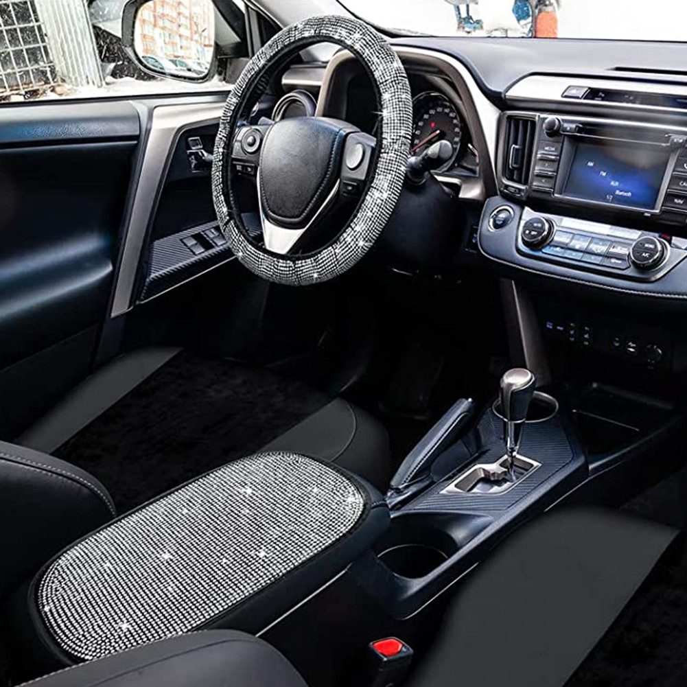 GarveeMore Steering Wheel Cover 15-Piece Car Accessory Set for Women Steering Wheel Cover 38cm