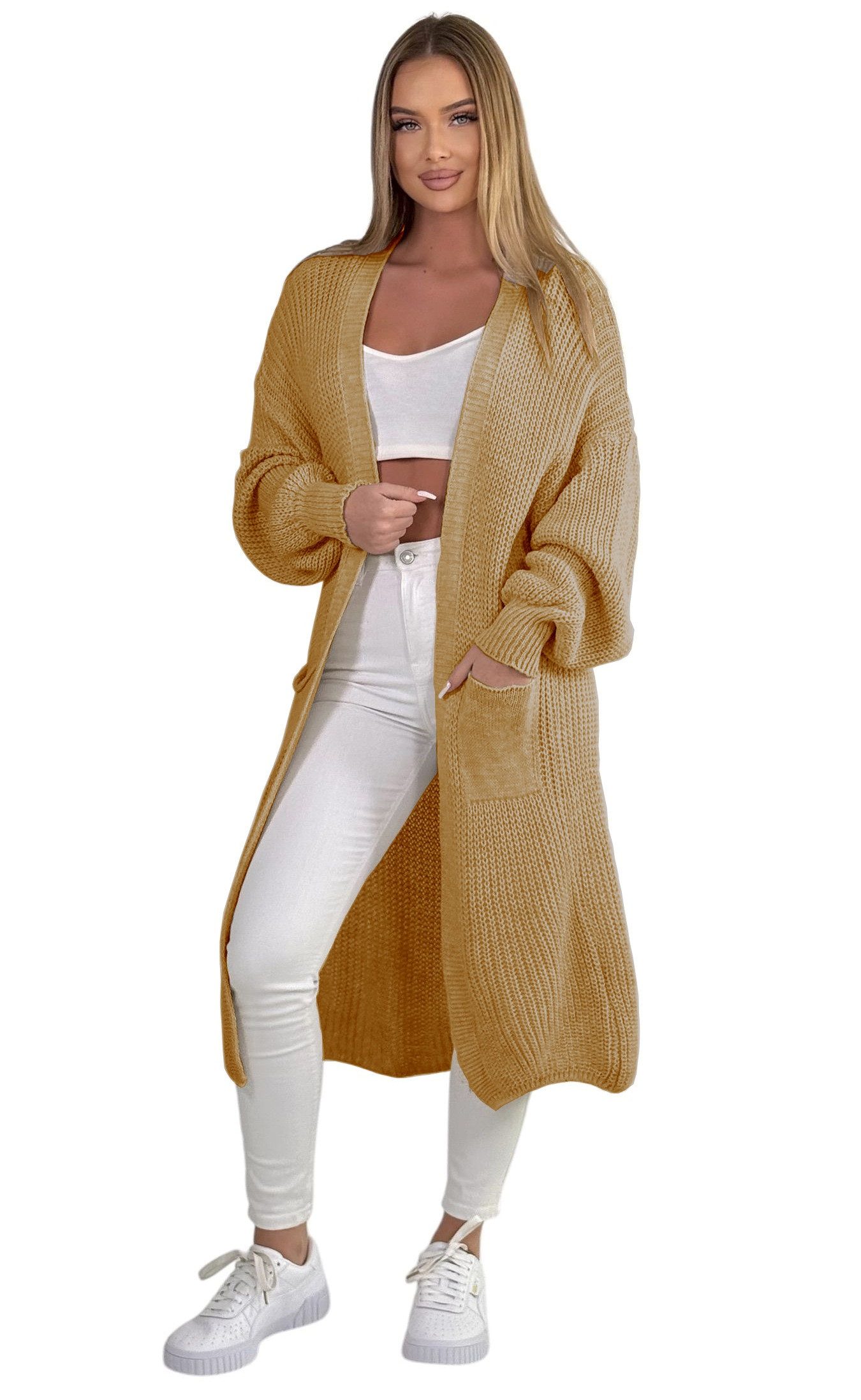 Mississhop Longstrickjacke Cardigan Longstrickjacke extra lange Strickjacke M. 384