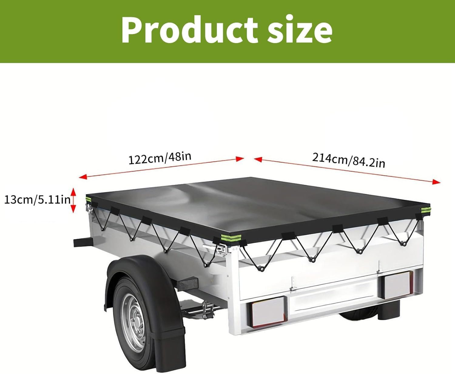 BlingBin Autoplane Anhängerplane mit Planenseil, Abdeckplane Anhänger, 214×122×13 cm (1er Set, 1-St., Außenfinish: Leinwand mit PVC-Beschichtung), Anhänger Flachplane Abdeckplane für Viele PKW Hänger Autoanhänger