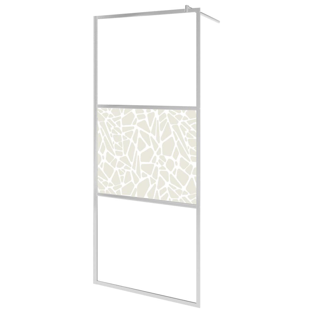 Duschwand Walk In Duschwand für Begehbare Dusche ESG-Glas Steindesign 90x195 cm