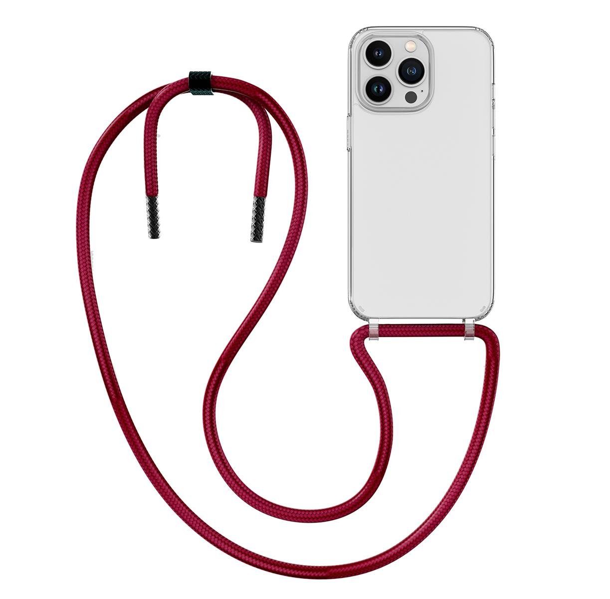 MyGadget Handyhülle Handykette, für Apple iPhone 14 Pro Hülle mit Band -  Handyhülle mit Handyband zum Umhängen Kordel Schnur Case Schutzhülle - Wein  Rot