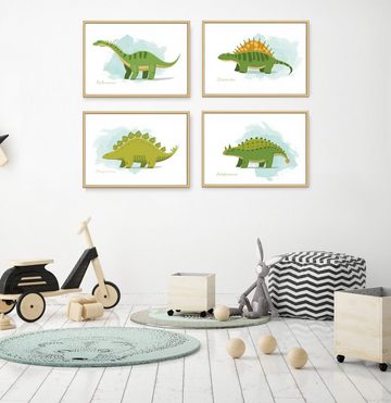 Himmelzucker Poster Dino Poster DIN A4 Wandbilder für Kinderzimmer Babyzimmer Dinosaurier, Set_A (4-teiliges Poster-Set, 4 St), Tierbilder Kinderposter, Babyposter für Junge (DIN A4 ohne Rahmen)