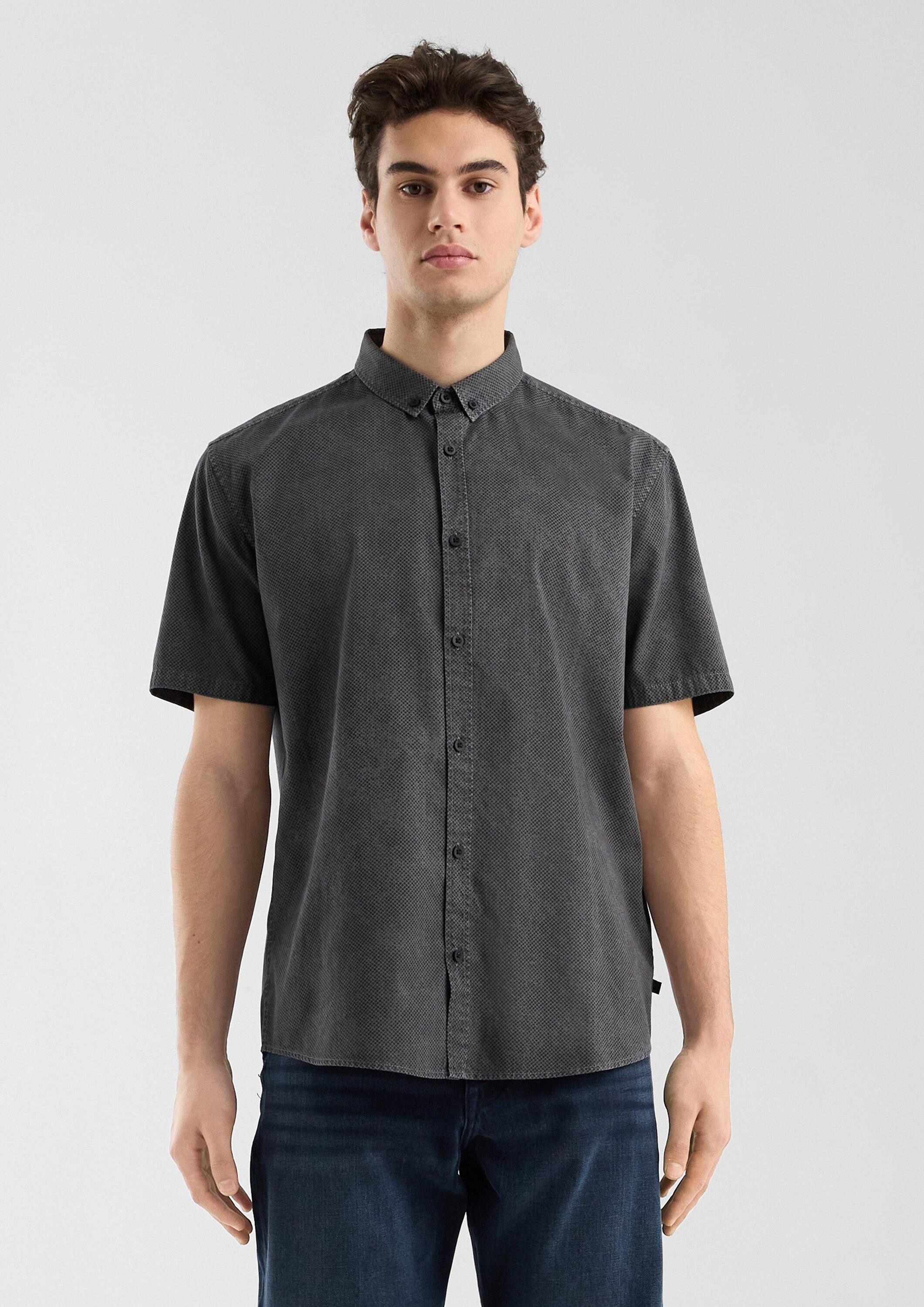 QS Kurzarmhemd Hemd Regular Fit: Gewaschenes Hemd mit All-over-Print