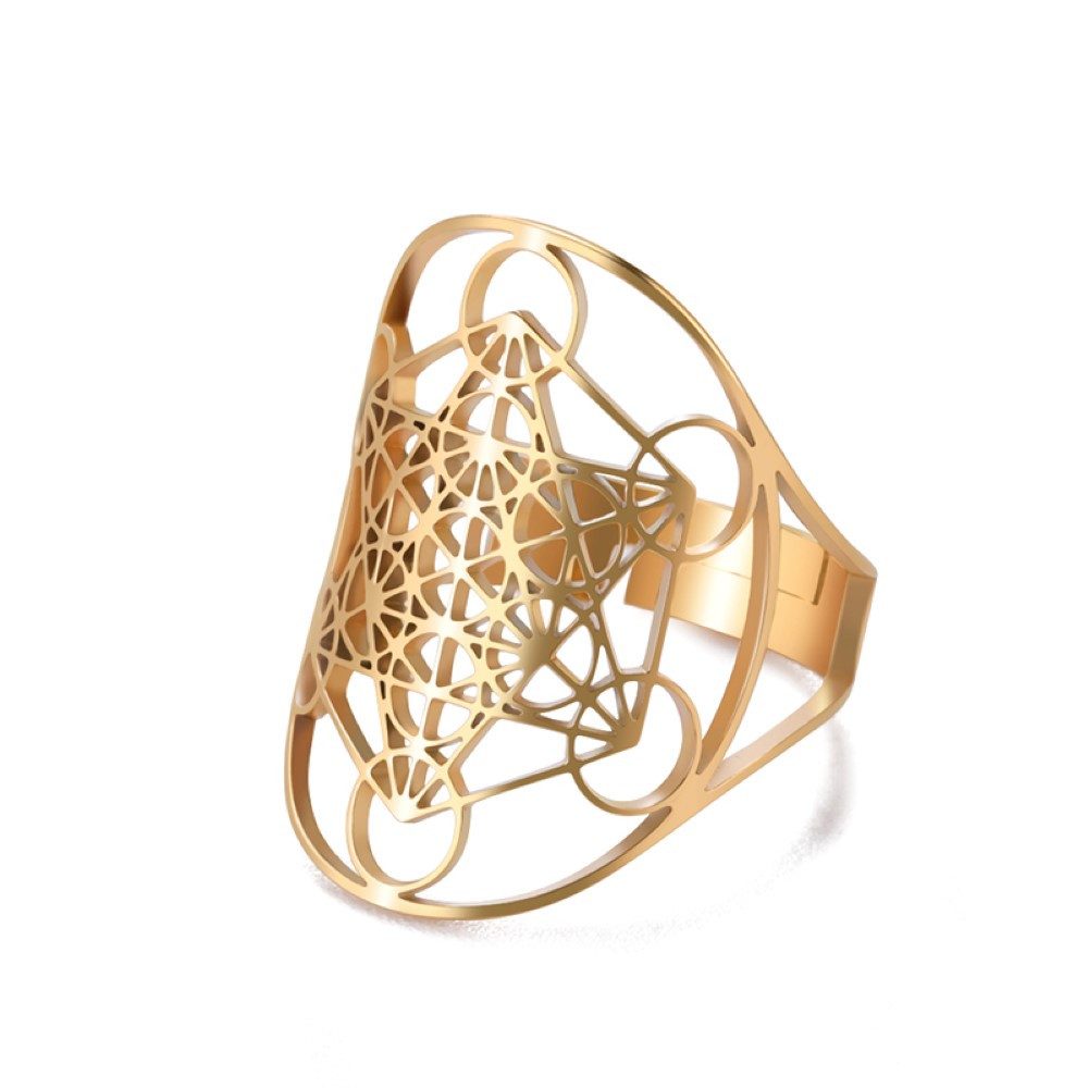 Saraswati Fingerring Ring "Metatron" Edelstahl vergoldet günstig online kaufen