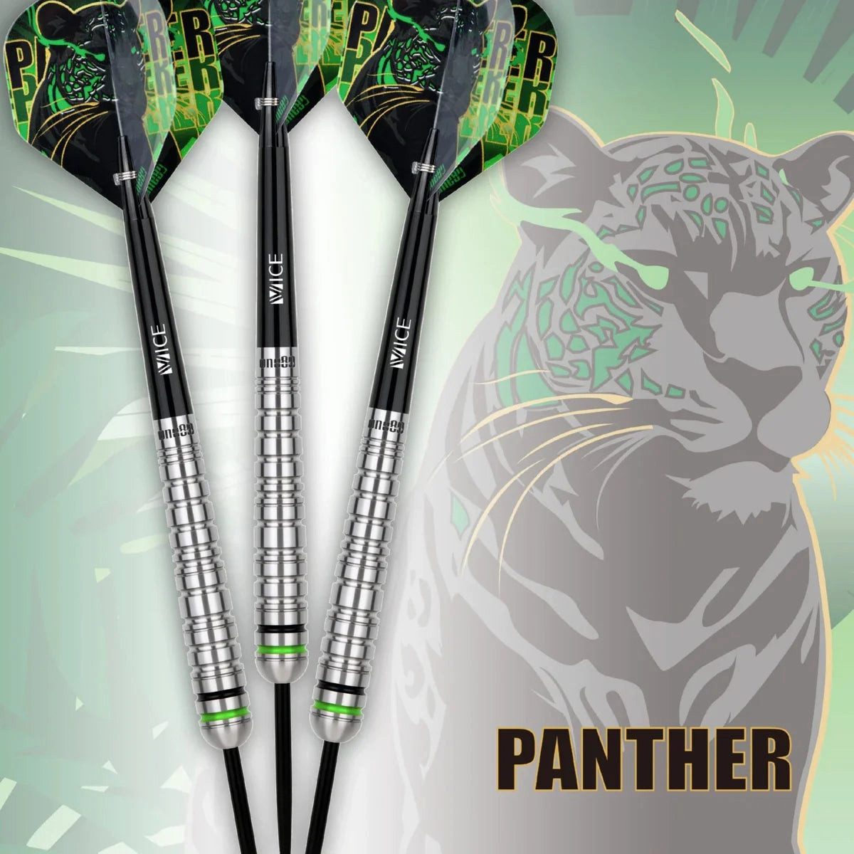 one80 Dartpfeil One80 Panther-C Steeltip Dartset 22g Silber Steeldarts, Leicht tropfenförmige Barrelform mit Frontbalance für ruhige Würfe