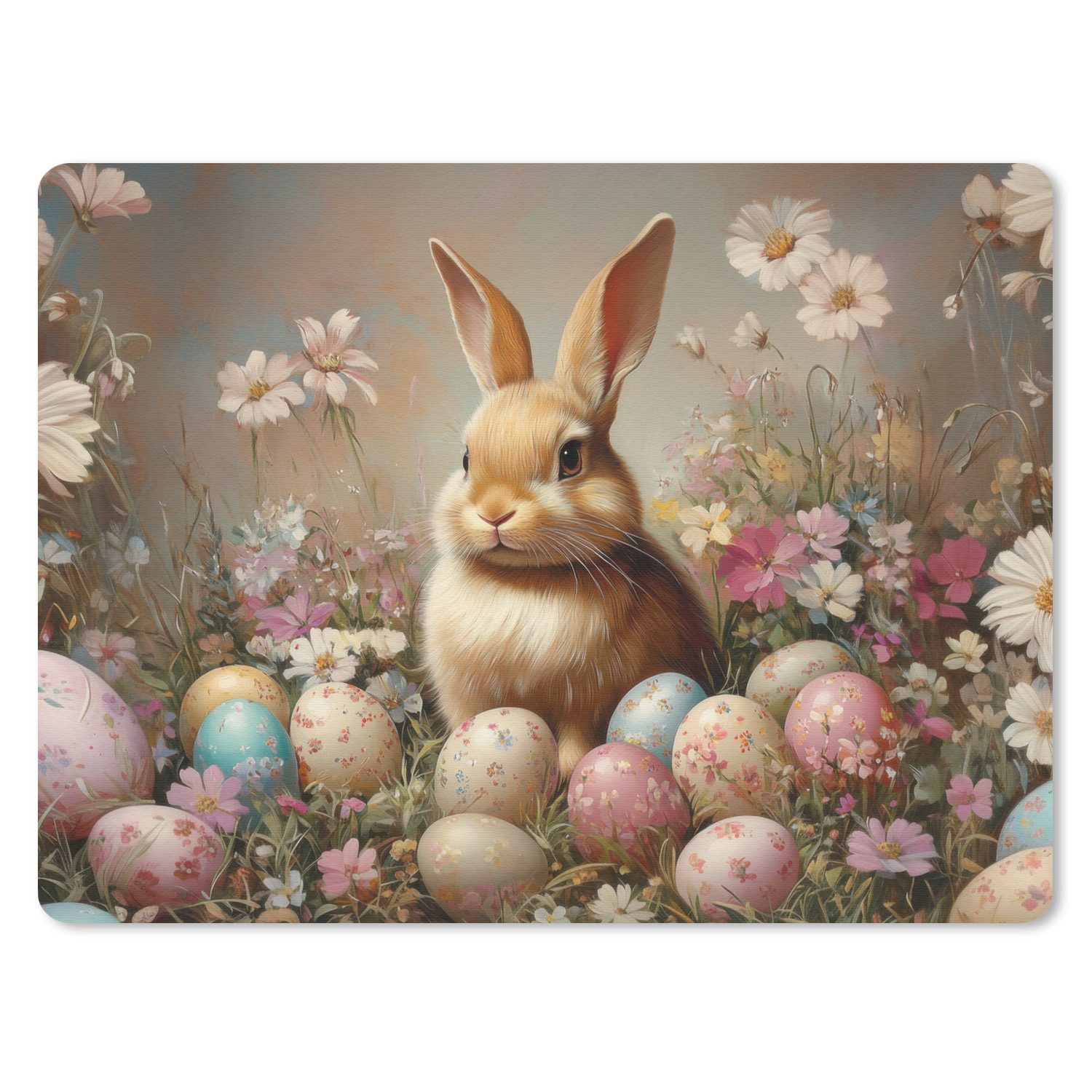 MuchoWow Mauspad Osterhase - Frühling - Ostereier (1-St), Gaming, Mousepad Klein, Büro Zubehör, Mausunterlage, 23x19 cm