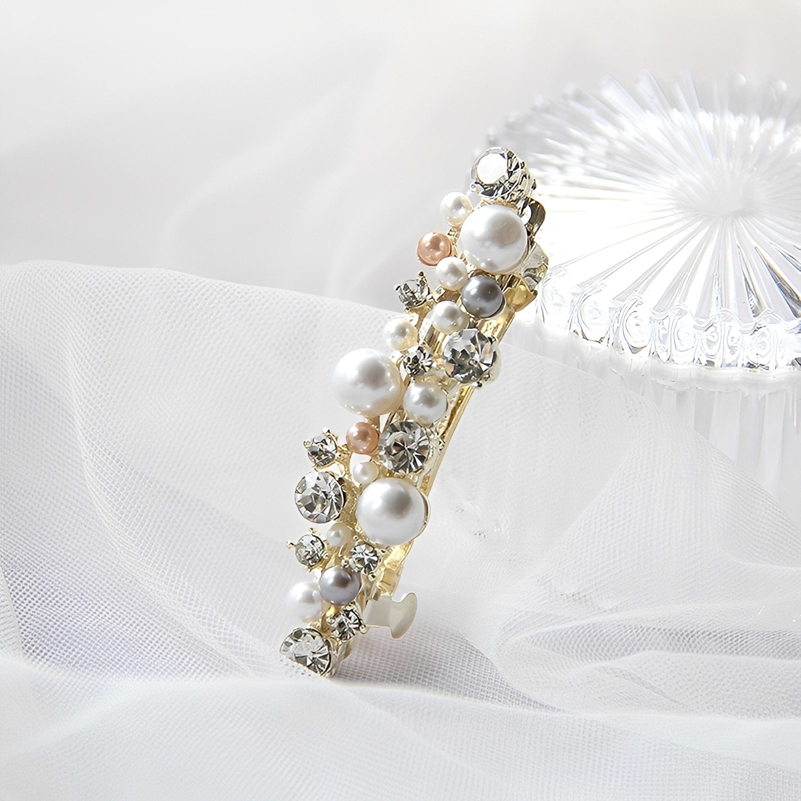 The Beauty House Haarspange Elegante Haarklammer mit Perlen & Strass Haarkamm Haarschmuck, Luxus-Haarclip, Brautschmuck, Hochzeit, Party & festliche Anlässe