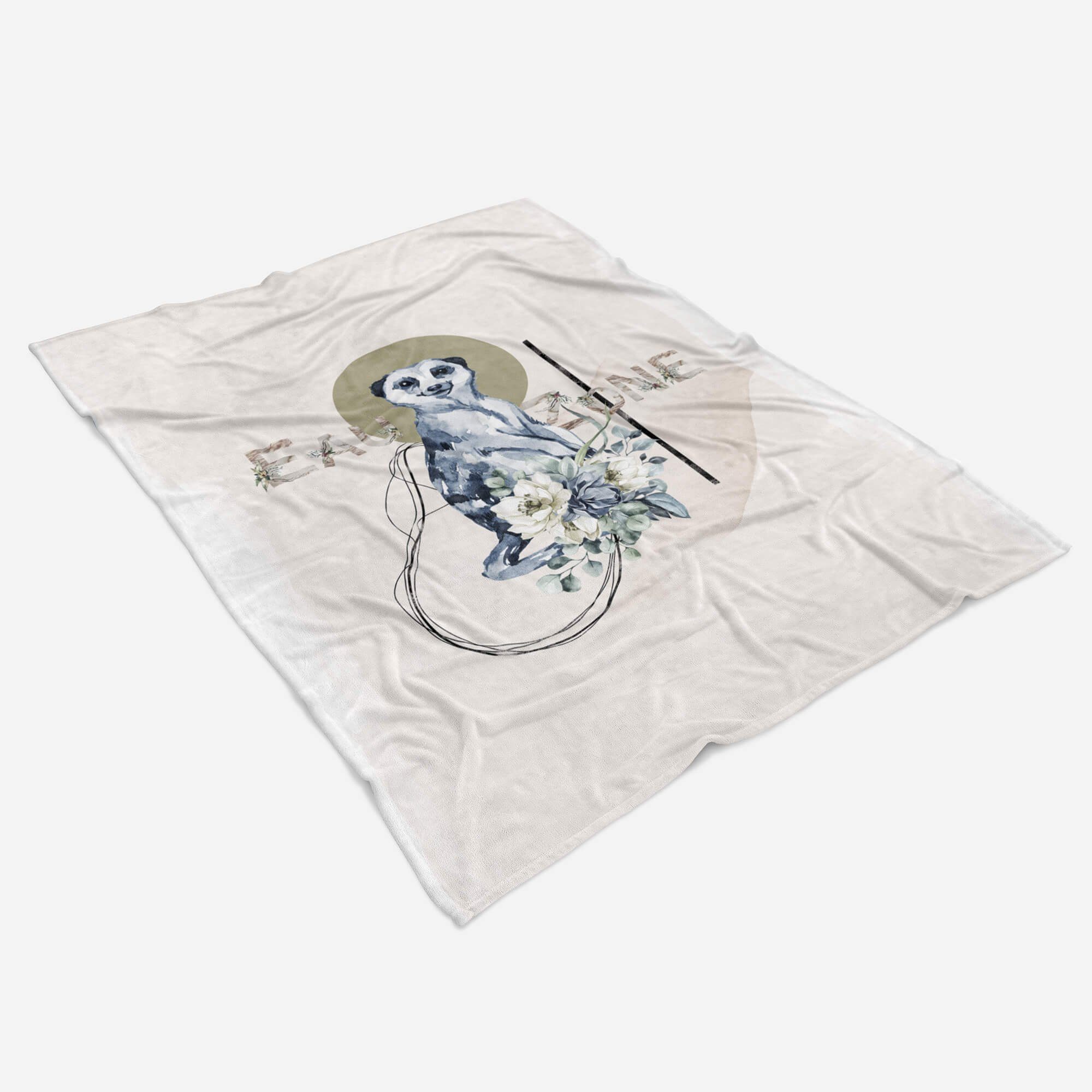 Sinus (1-St), Art Baumwolle-Polyester-Mix Kuscheldecke Handtücher Saunatuch Handtuch Strandhandtuch Blumen Erdmännchen Kunst, Handtuch
