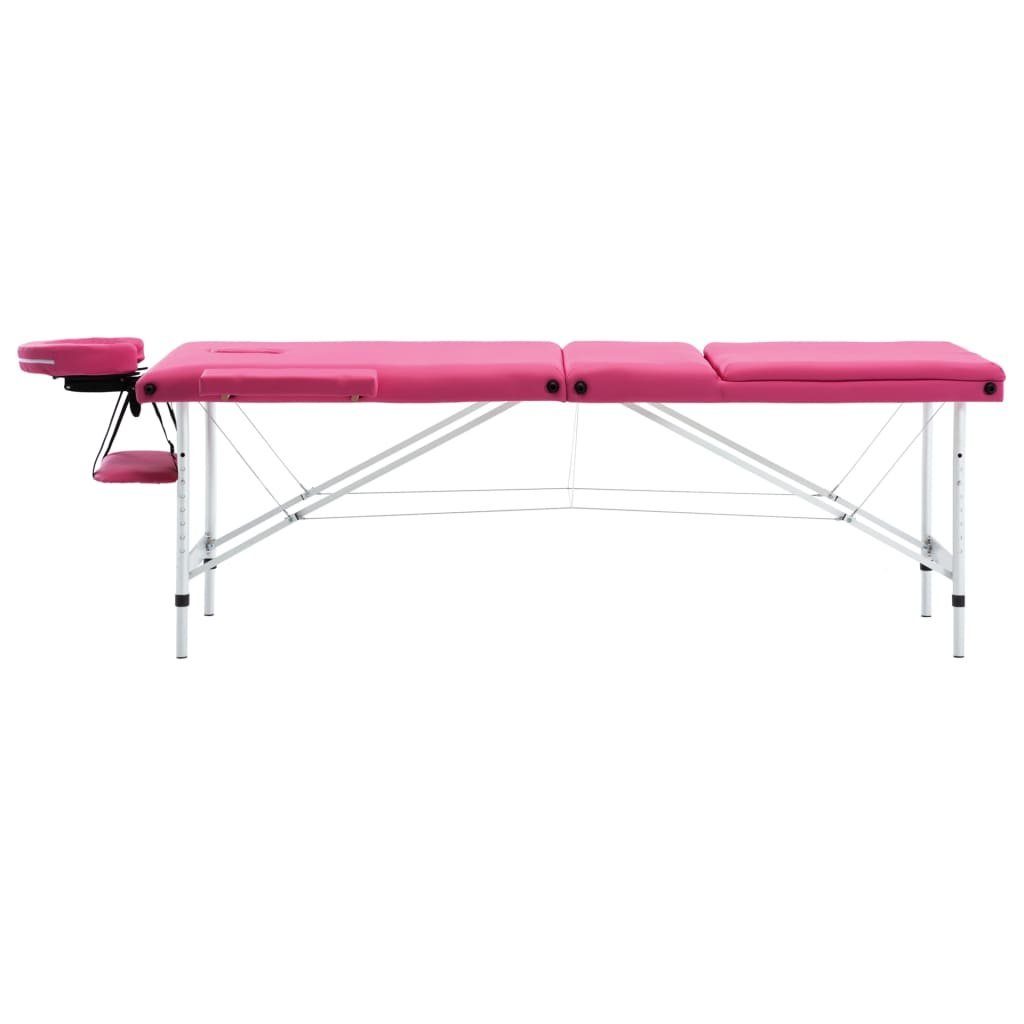 vidaXL Massageliege Massagetisch Klappbar 3 Zonen Aluminium Rosa