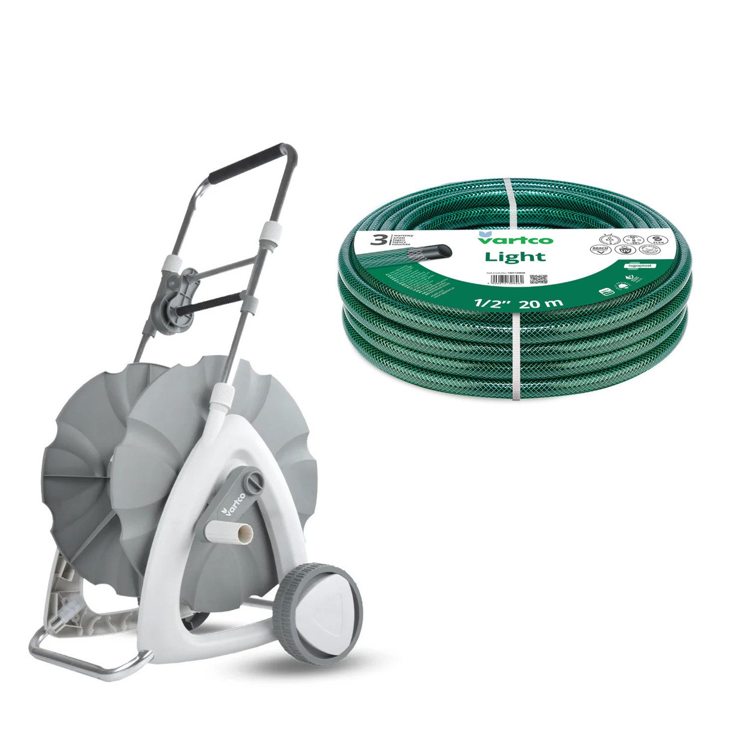 Vartco Schlauchwagen Light-Schlauchsatz 1/2'' 20 m + Rollwagen, Gartenschlauchwagen + Gartenschlauch
