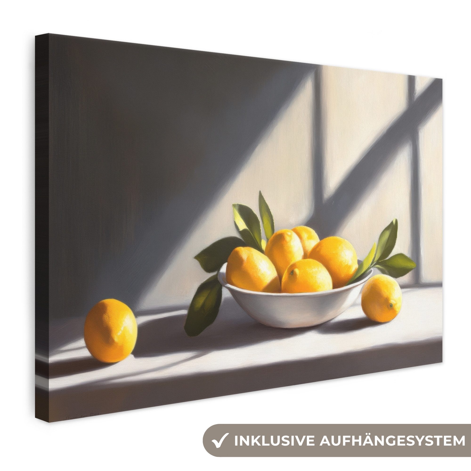 OneMillionCanvasses® Leinwandbild Zitronen - Stilleben - Gelb, Fotodruck (1 St), Leinwand Bilder Klein, Wand Dekoration Aesthetic 30x20 cm
