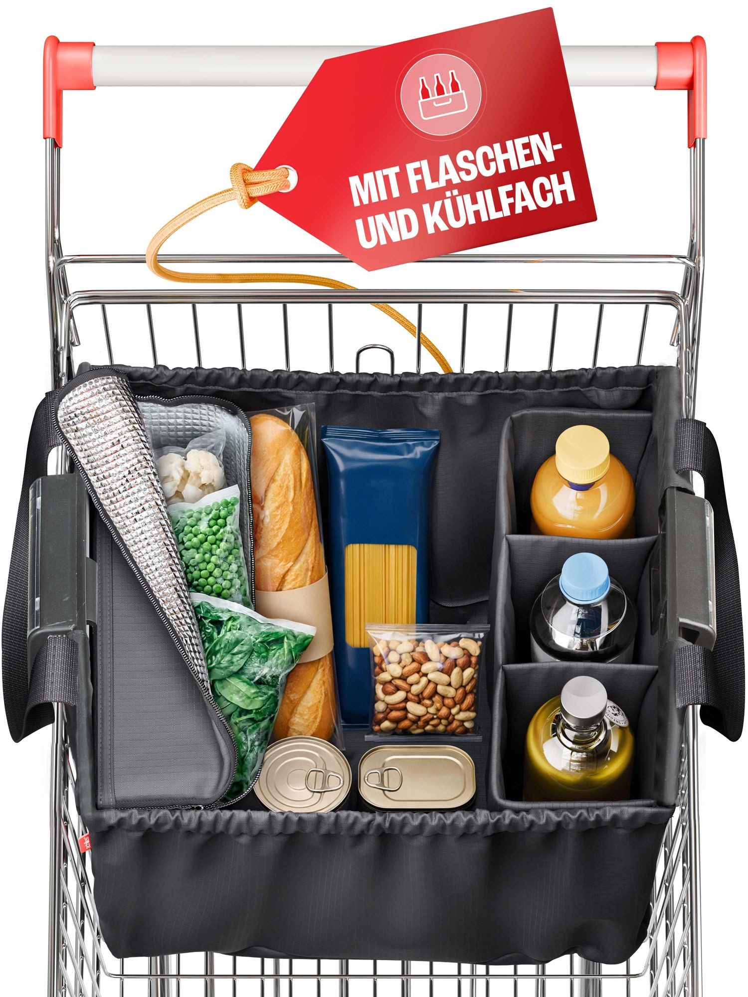 achilles Einkaufsbeutel Easy-Carrier Einkaufswagentasche mit Kühlfunktion und Flaschenfächern, 40 l