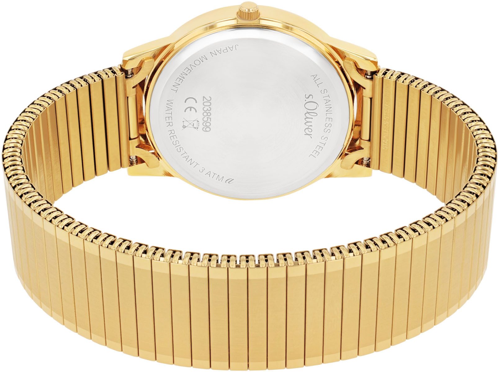 s.Oliver Quarzuhr 2038599, Armbanduhr, Damenuhr, Herrenuhr, Edelstahlarmband, Flexband, Zugband