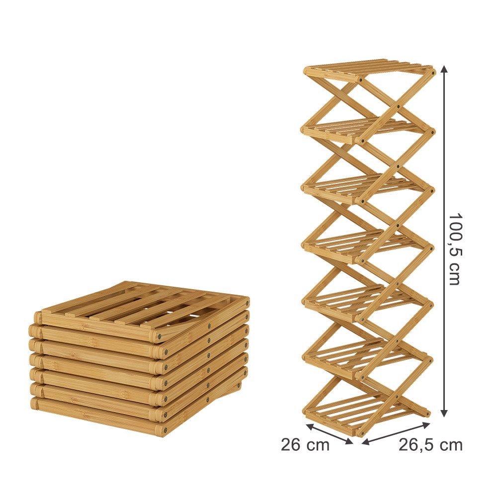 Vicco Schuhregal Ziggy, Bambus, 26 x 100.5 cm mit 7 Fächern günstig online kaufen