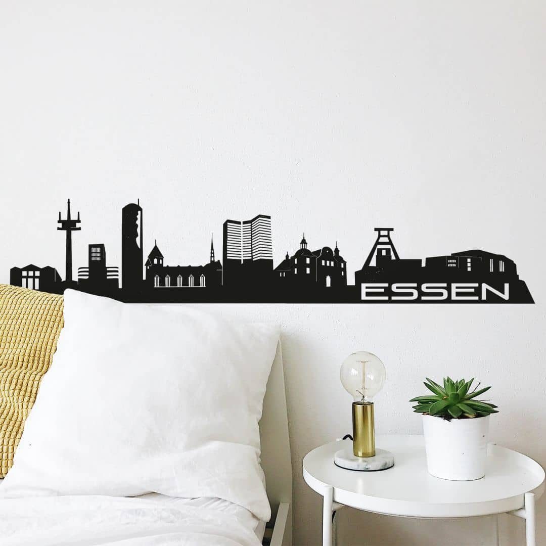 Wandtattoo Stadt Wandtattoo Essen Skyline schwarz Fußball Silhouette 120cm