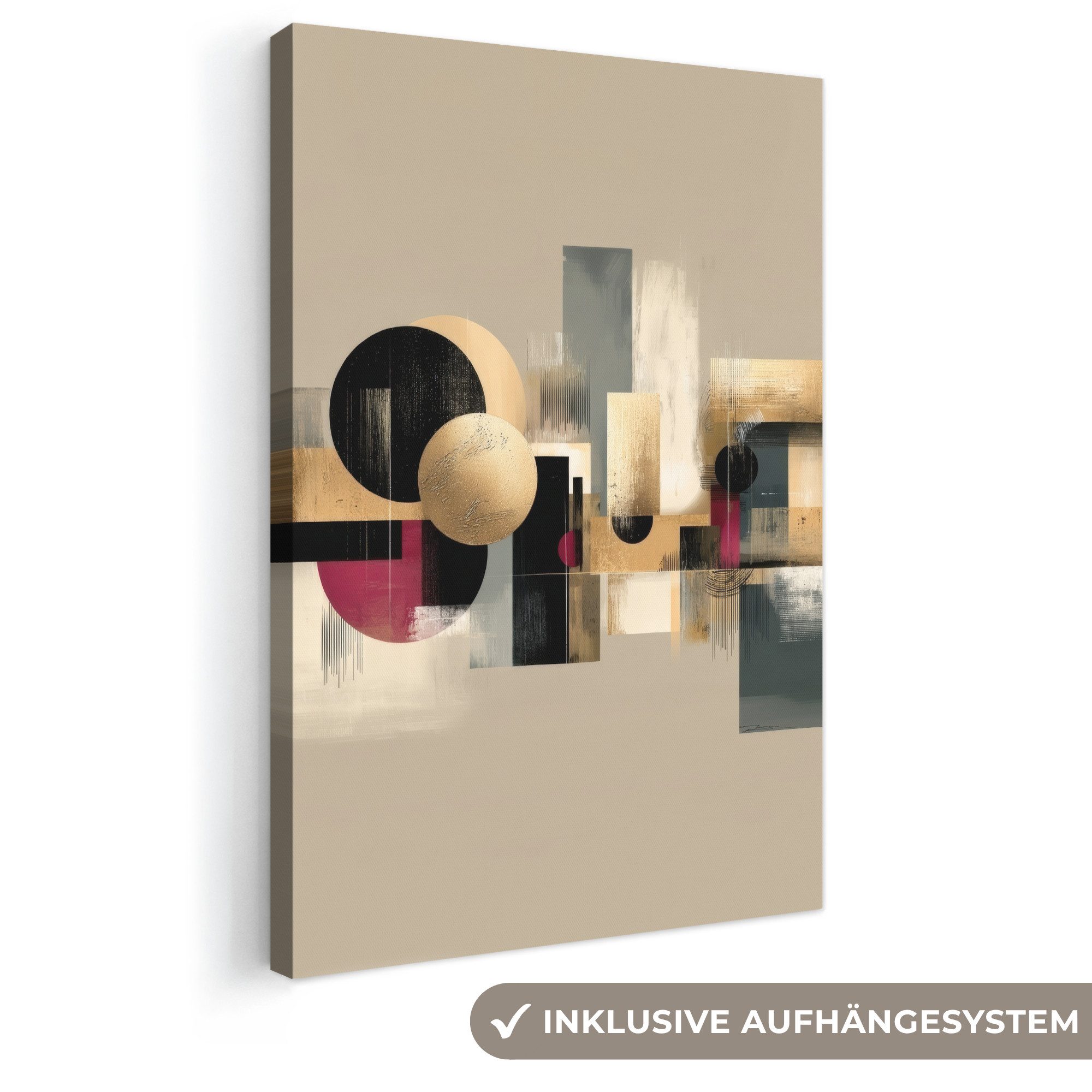 OneMillionCanvasses® Leinwandbild Abstrakt - Formen - Beige - Texturen, Fotodruck (1 St), Leinwand Canvas Wandbild, Wanddekoration 20x30 cm