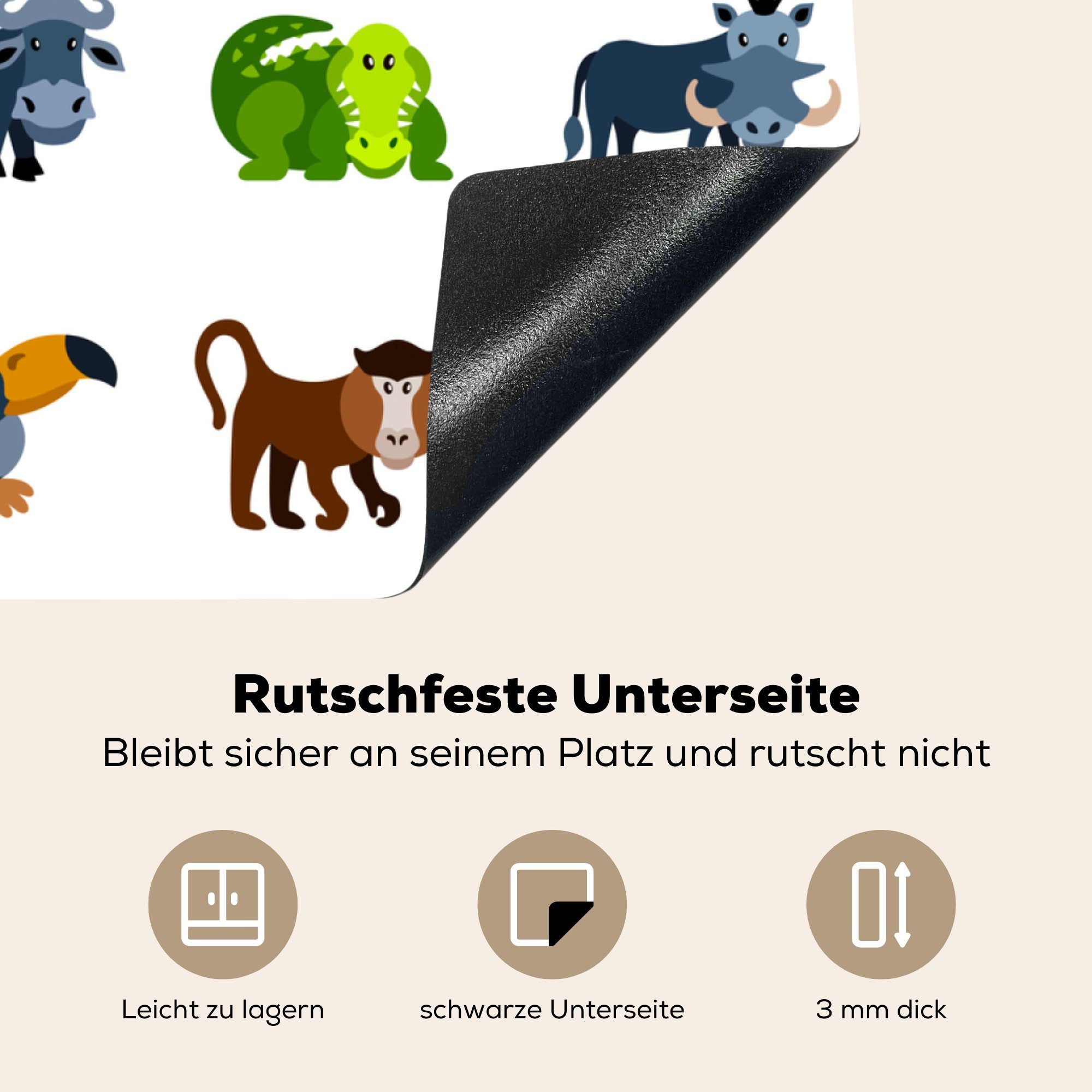 Ceranfeldabdeckung, - cm, (1 MuchoWow tlg), für Vinyl, 78x78 Wild, Dekoration küche Herdblende-/Abdeckplatte Tiere Arbeitsplatte -