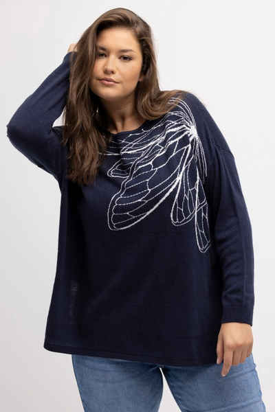 Ulla Popken Strickpullover Pullover Flügel Oversized U-Boot-Ausschnitt