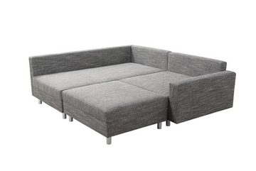 Küchen-Preisbombe Sofa Wohnlandschaft Couch Ecksofa Eckcouch Gewebestoff hellgrau Minsk L, Ecksofa + Hocker