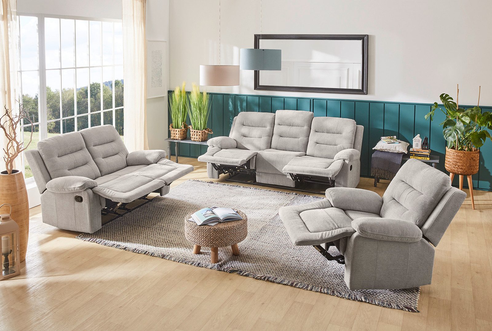 Jockenhöfer Gruppe 2-Sitzer Sylt, Mit Liegefunktion durch halbautom. Relaxfunktion, Federkern-Polsterung