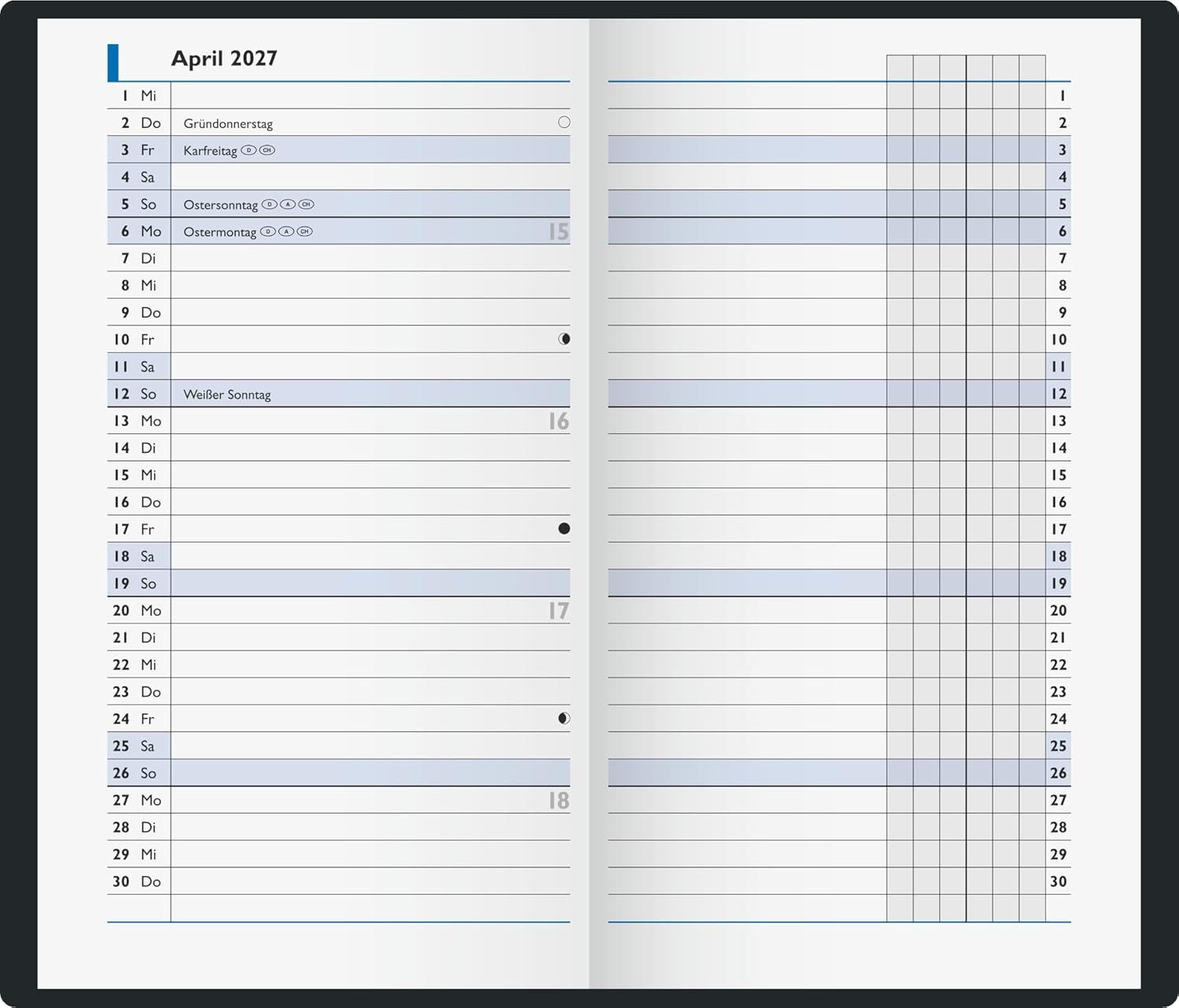 BRUNNEN Taschenkalender BRUNNEN Taschenkalender Mod. 753 2027, A6, Karton, schwarz – Bild 3 von 3