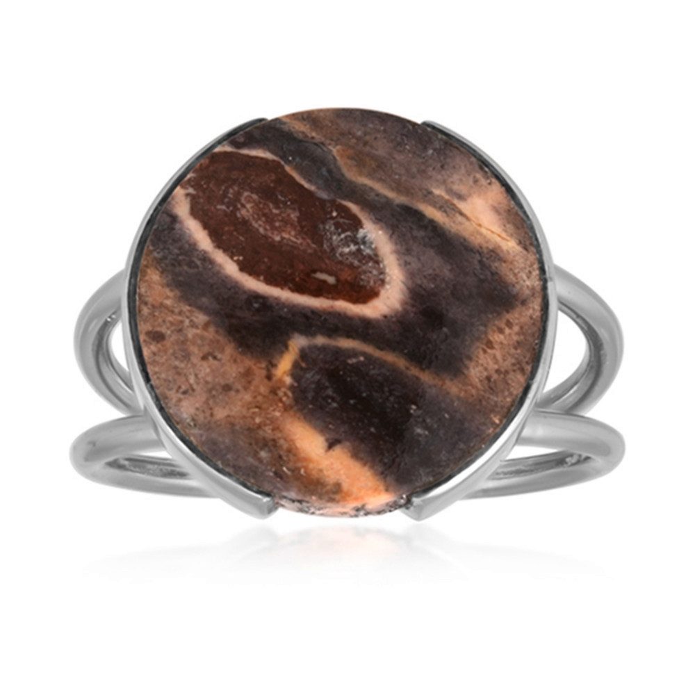 Cavill Solitärring Cavill Ring 9,5 ct Batik-Jaspis, Rund 925er Platin Silber (1-tlg)